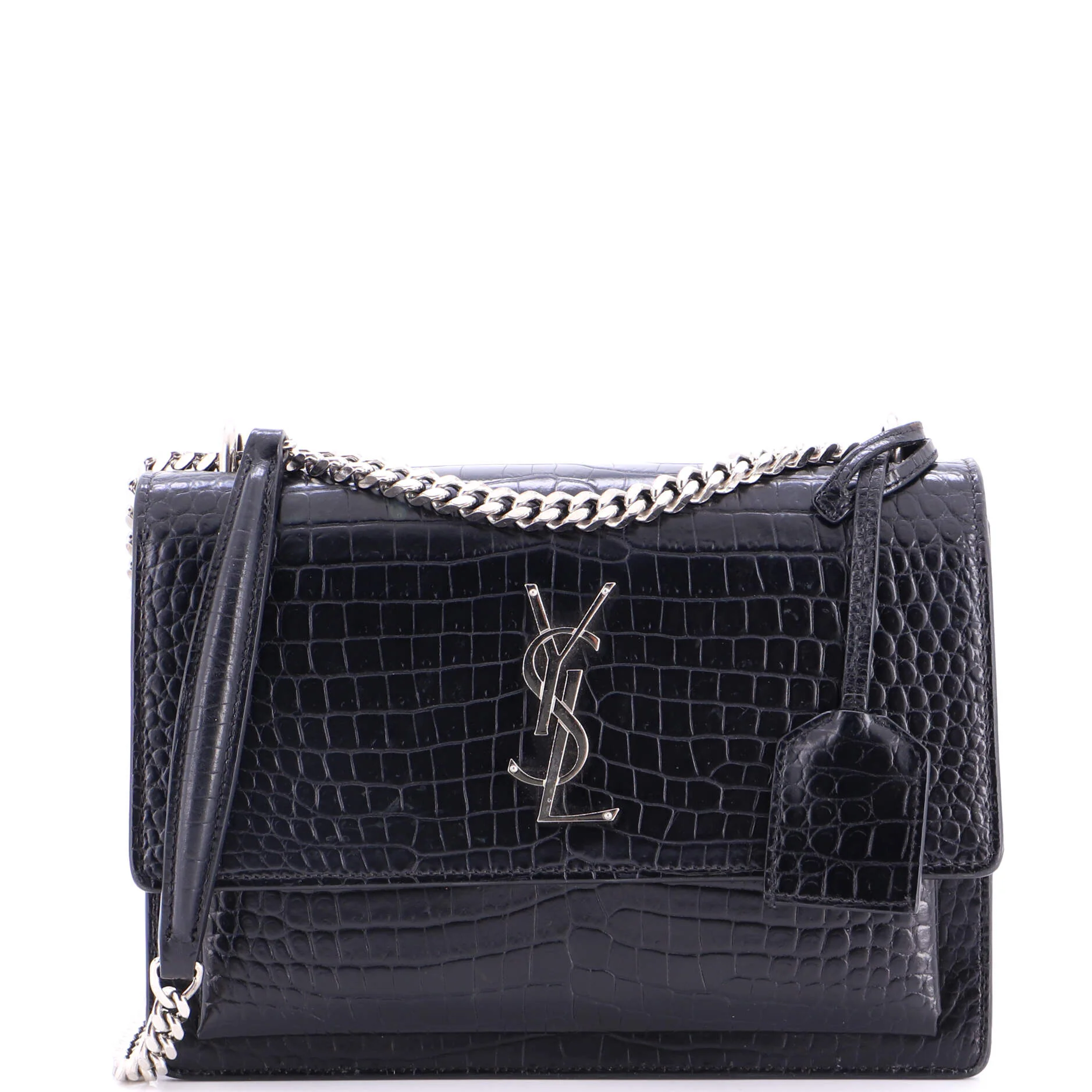 Sunset Crossbody Bag Crocodile Embossed Leather Medium