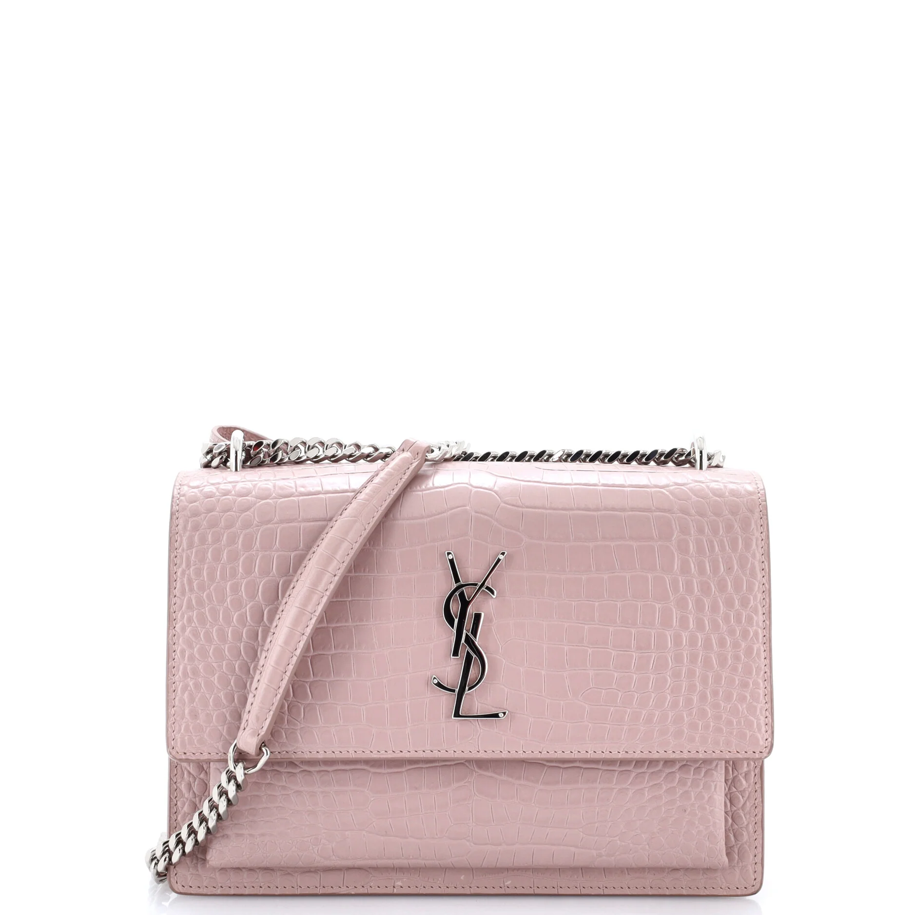 Sunset Crossbody Bag Crocodile Embossed Leather Medium