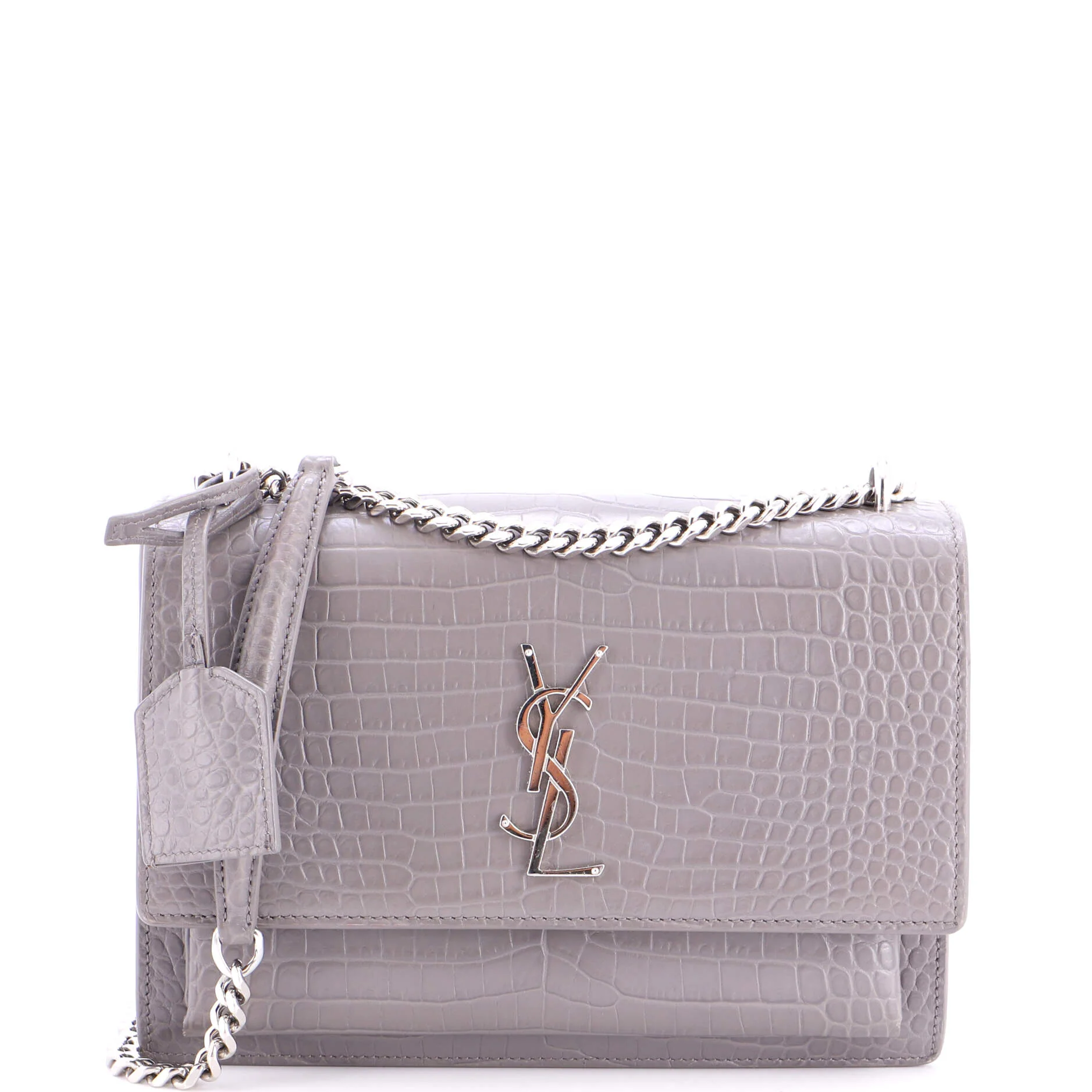 Sunset Crossbody Bag Crocodile Embossed Leather Medium