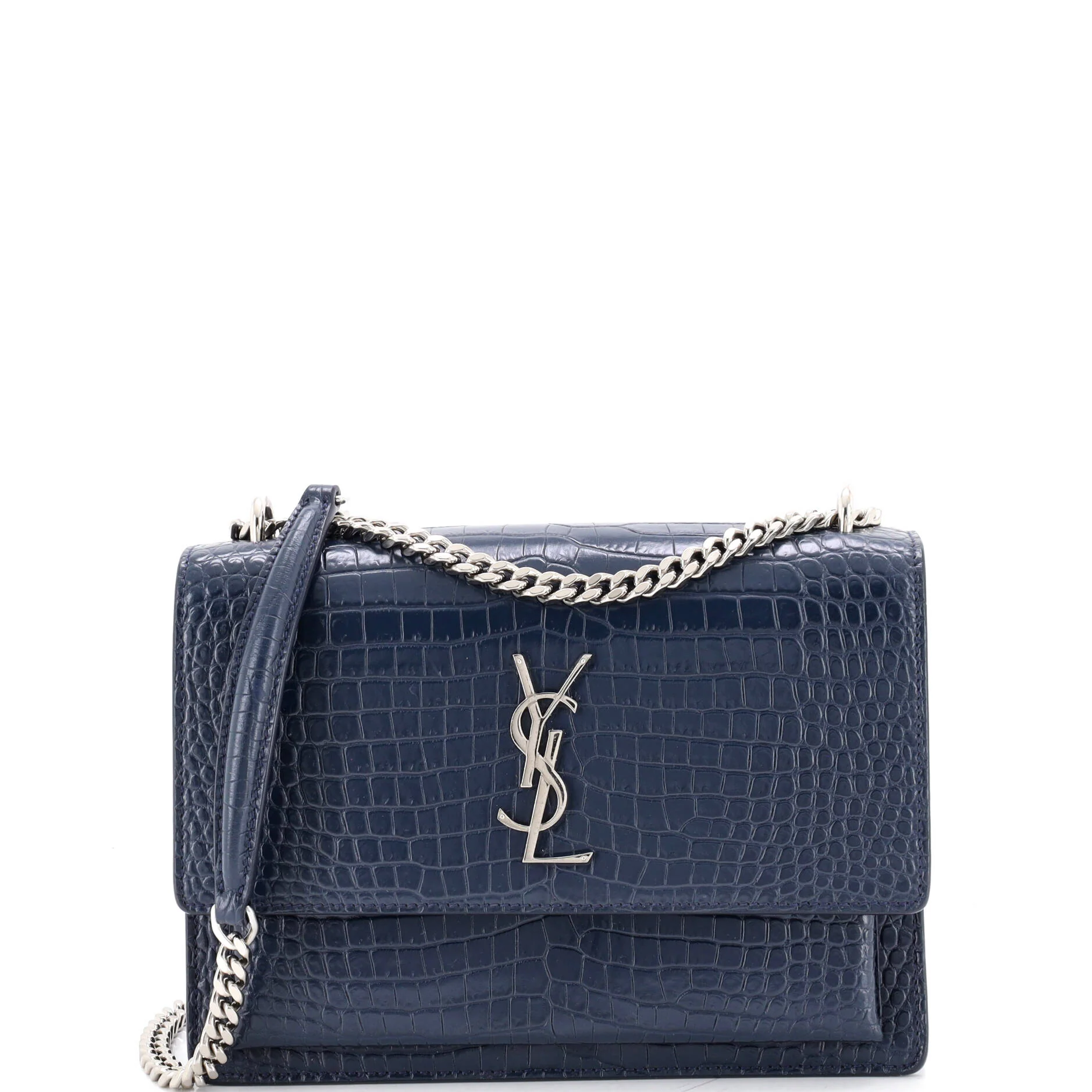 Sunset Crossbody Bag Crocodile Embossed Leather Medium