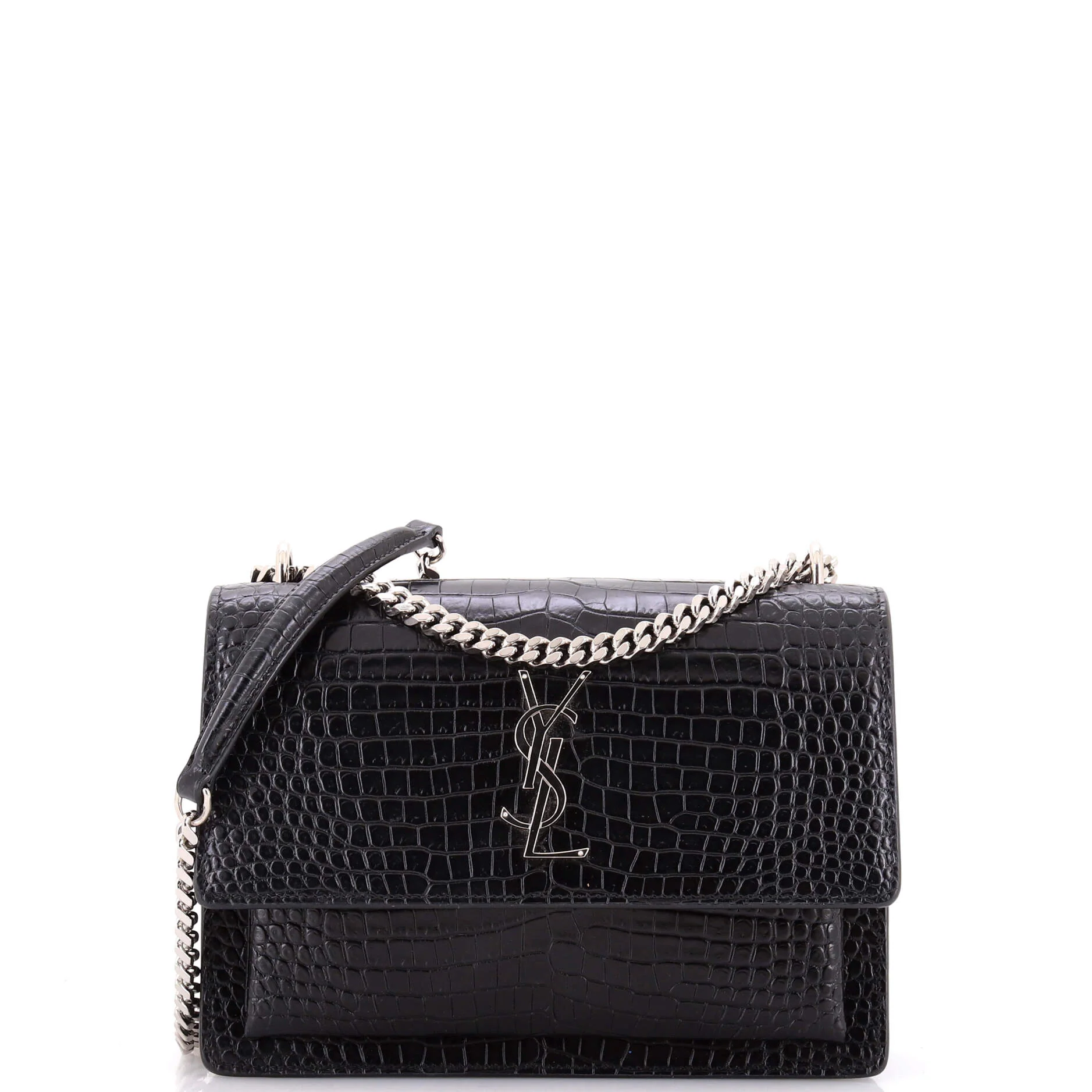 Sunset Crossbody Bag Crocodile Embossed Leather Medium