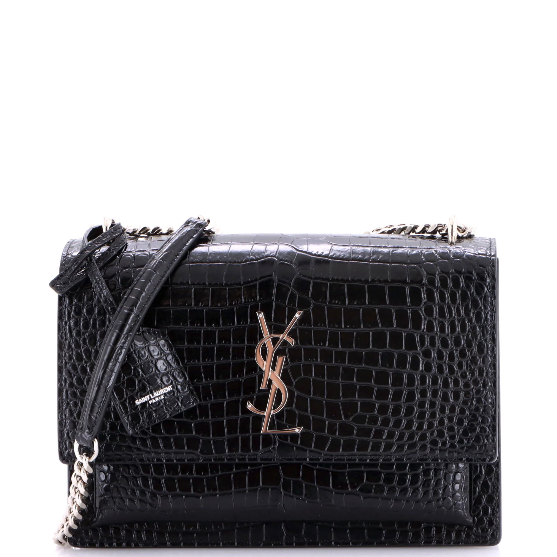 Sunset Crossbody Bag Crocodile Embossed Leather Medium