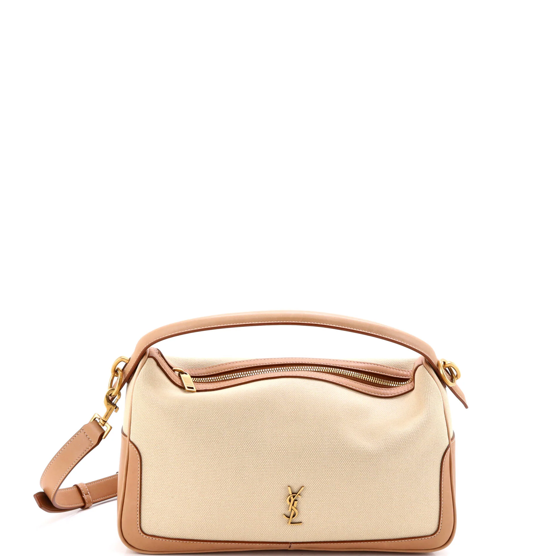 Supple Camera Top Handle Bag Canvas and Leather