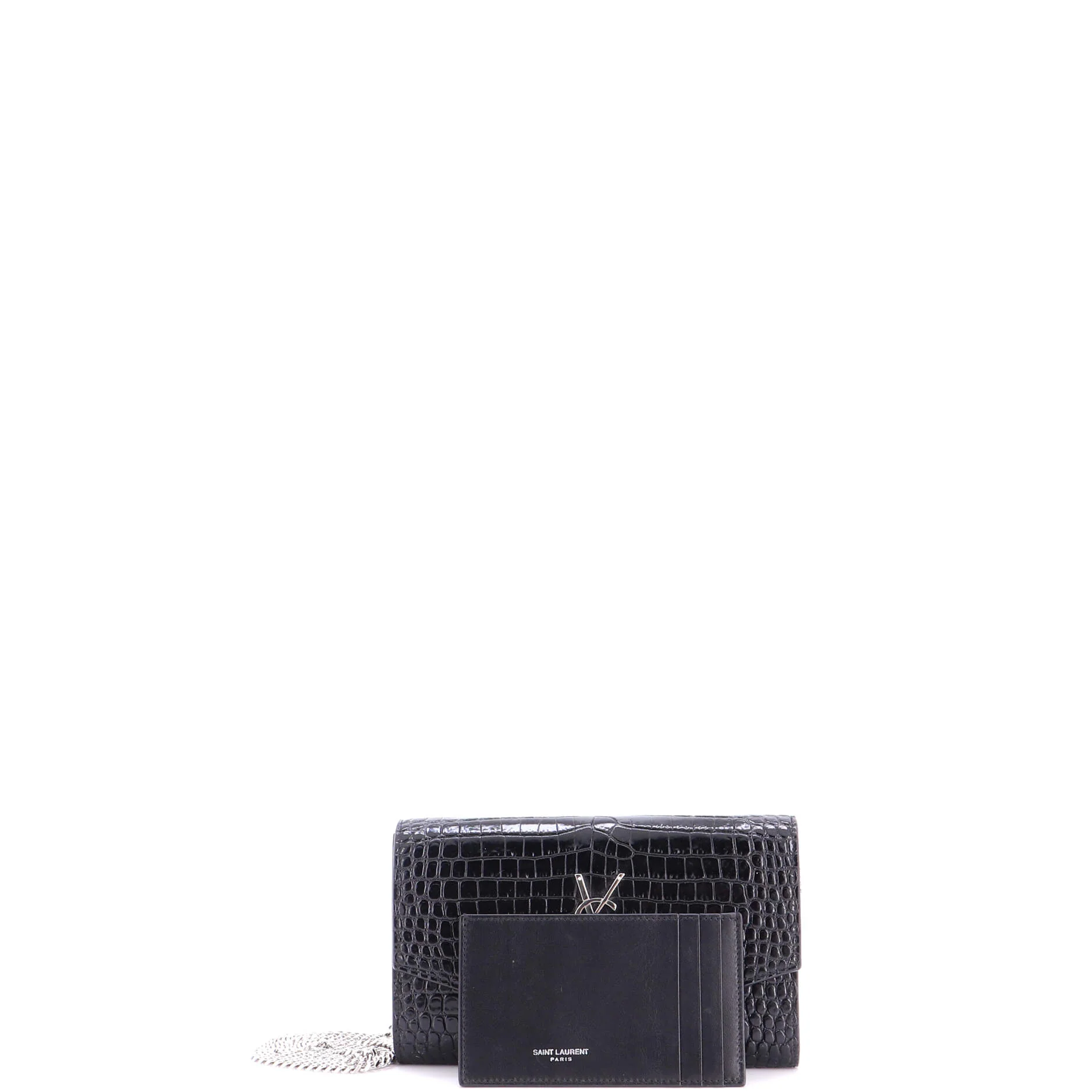 Uptown Chain Wallet Crocodile Embossed Leather - Image 2
