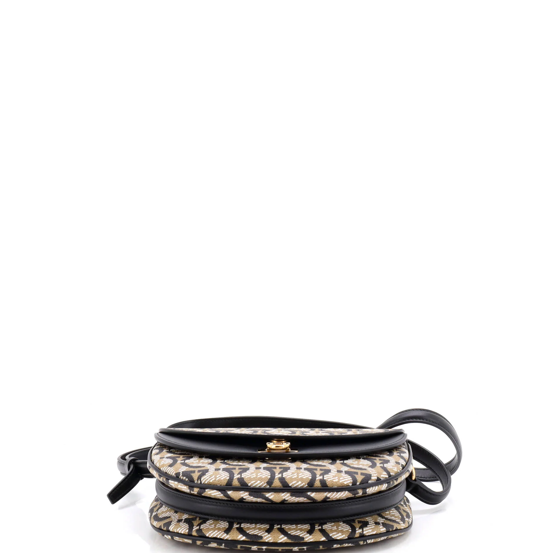 Double Flap Saddle Crossbody Bag Gancini Coated Canvas - Image 4