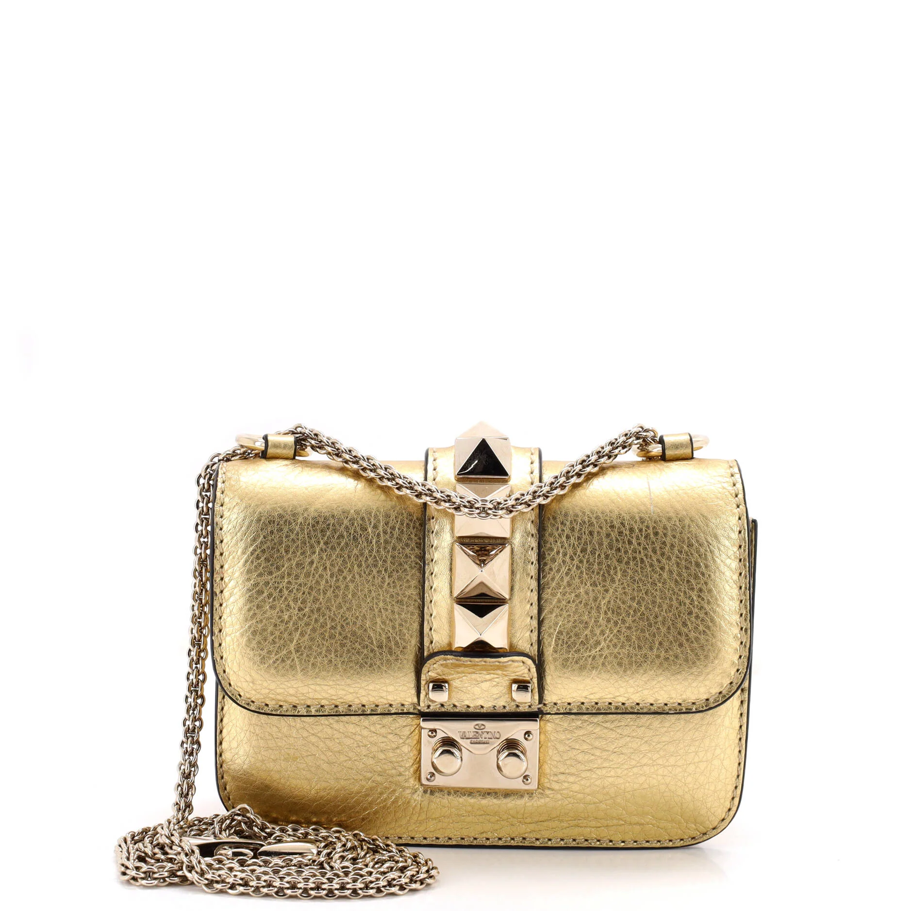 Glam Lock Shoulder Bag Leather Mini