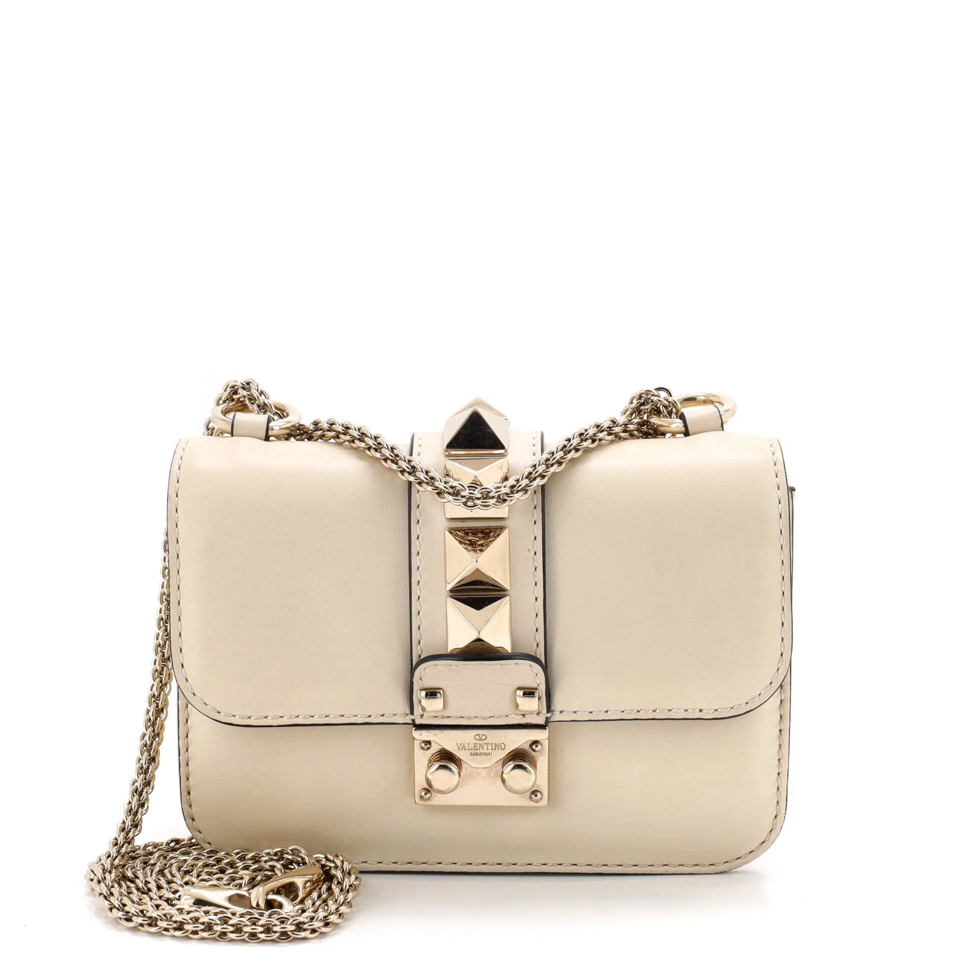 Glam Lock Shoulder Bag Leather Mini