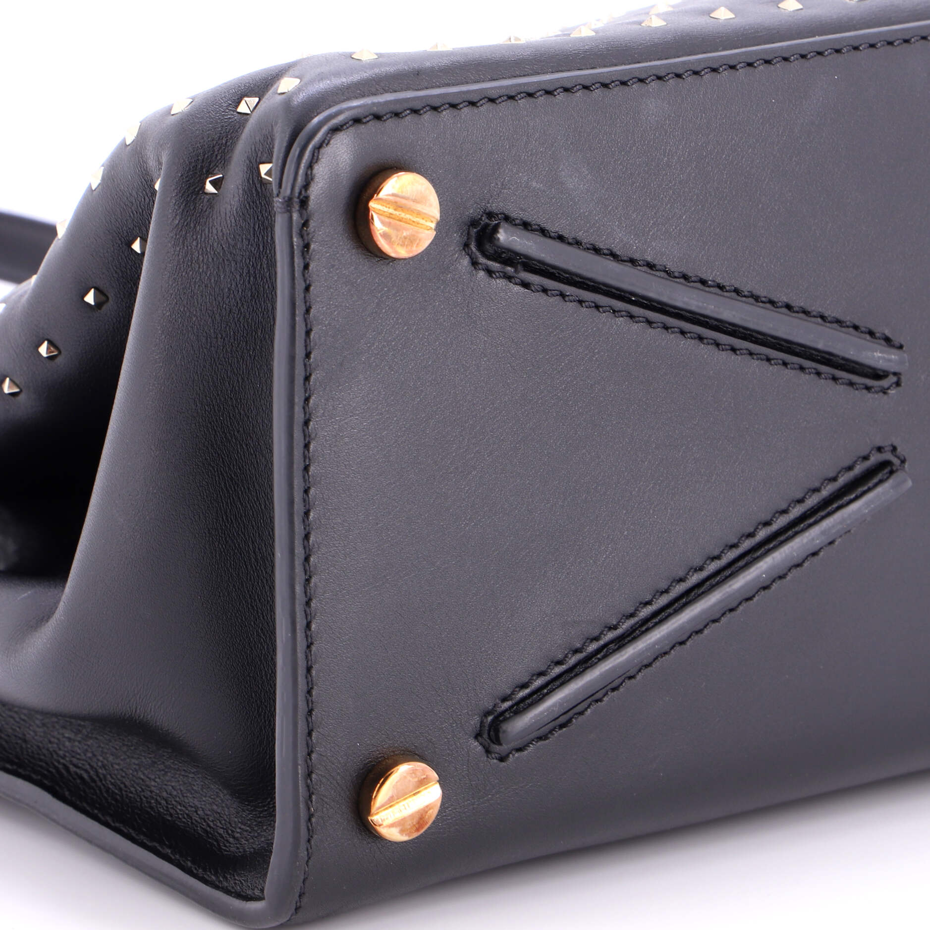 Joy Lock Top Handle Bag Studded Leather Medium - Image 6