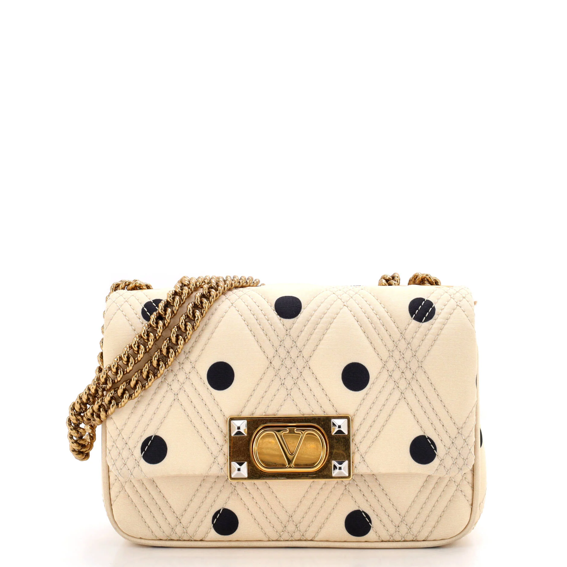 Quiltie 67 Chain Flap Bag Printed Satin Small