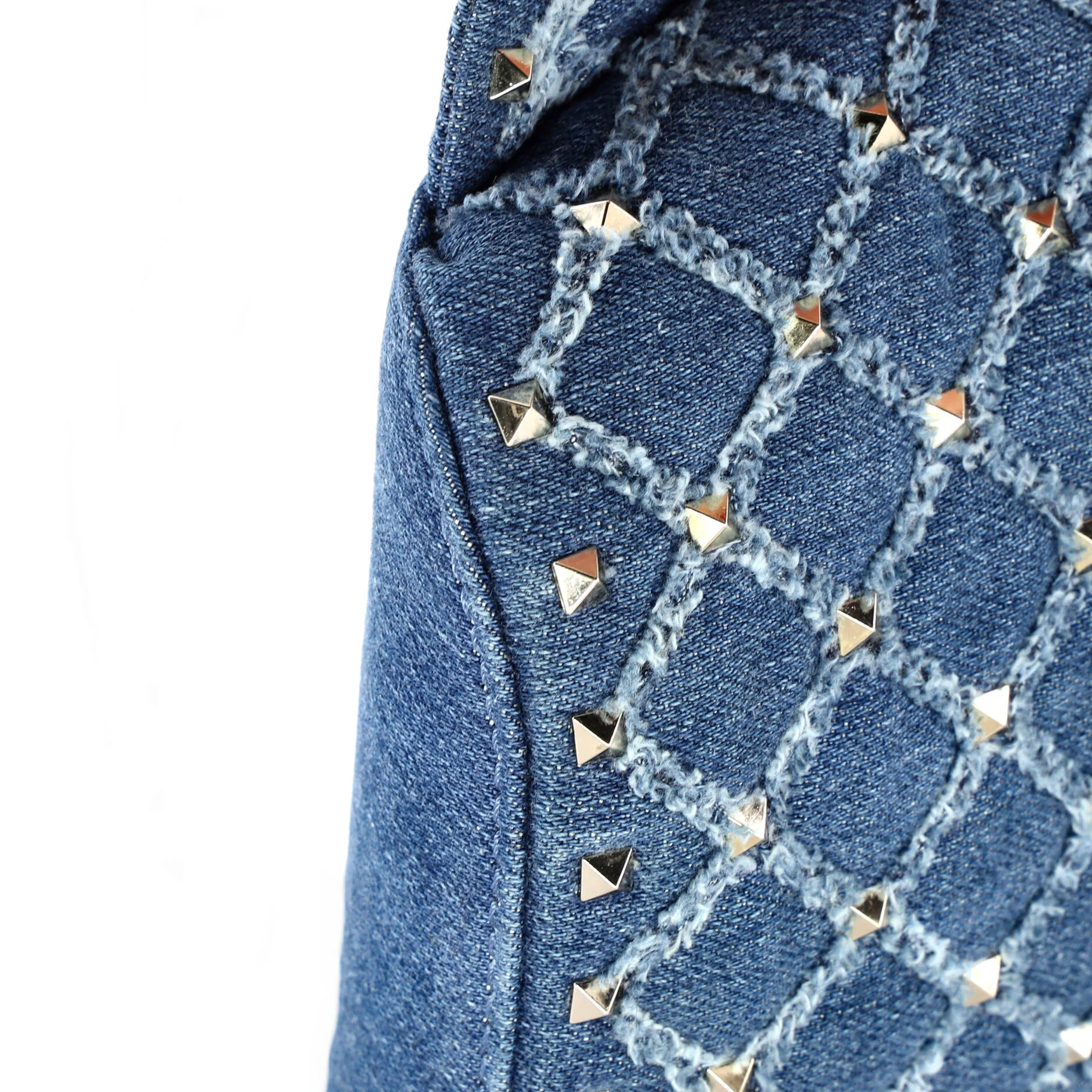 Rockstud Spike Belt Bag Quilted Denim - Image 6