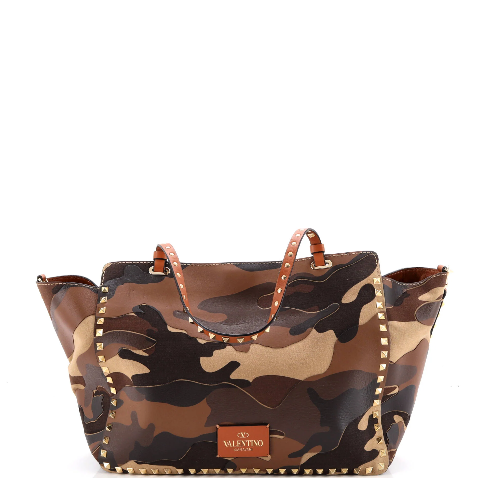 Rockstud Tote Camo Leather and Canvas Medium - Image 3