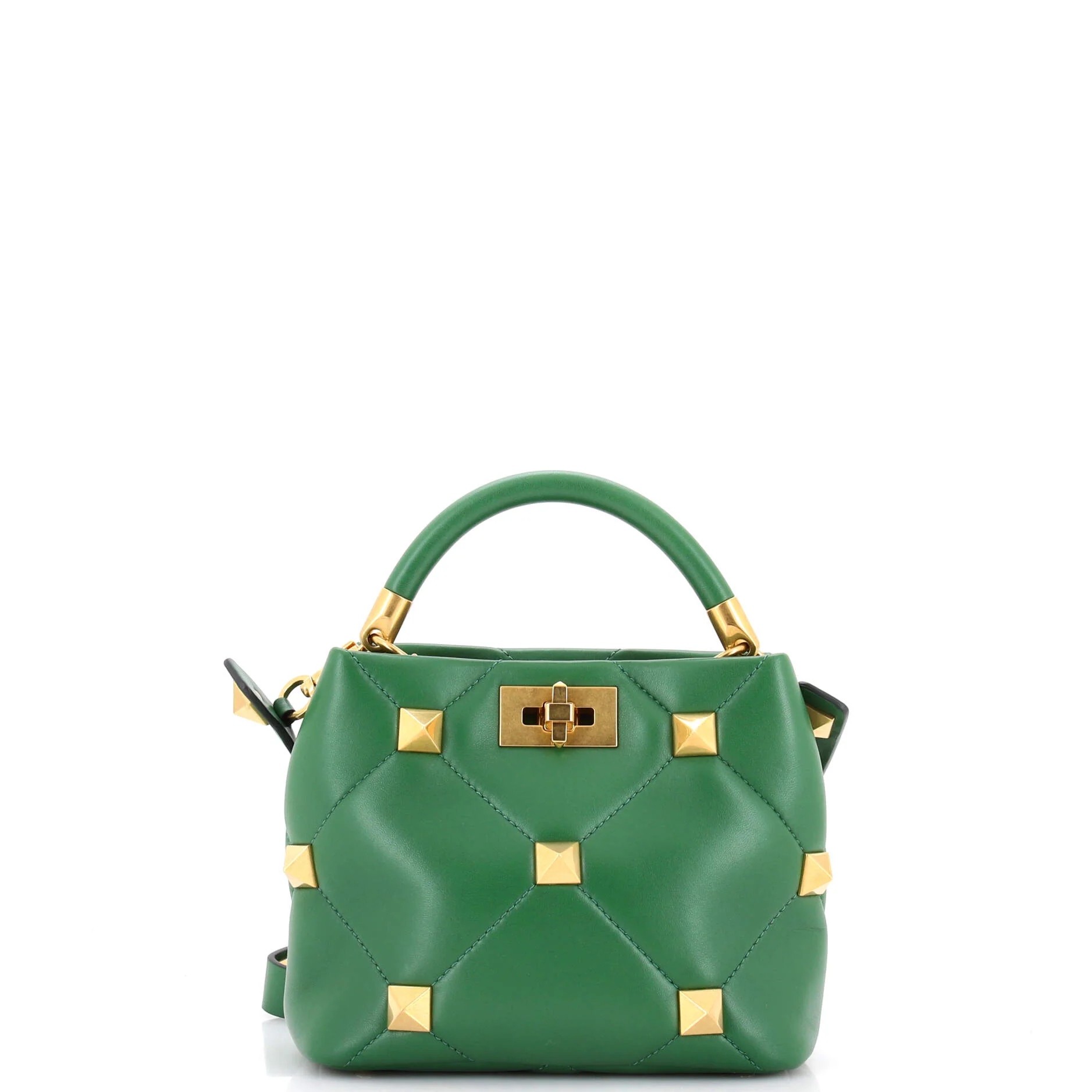Roman Stud Top Handle Bag Quilted Leather Small
