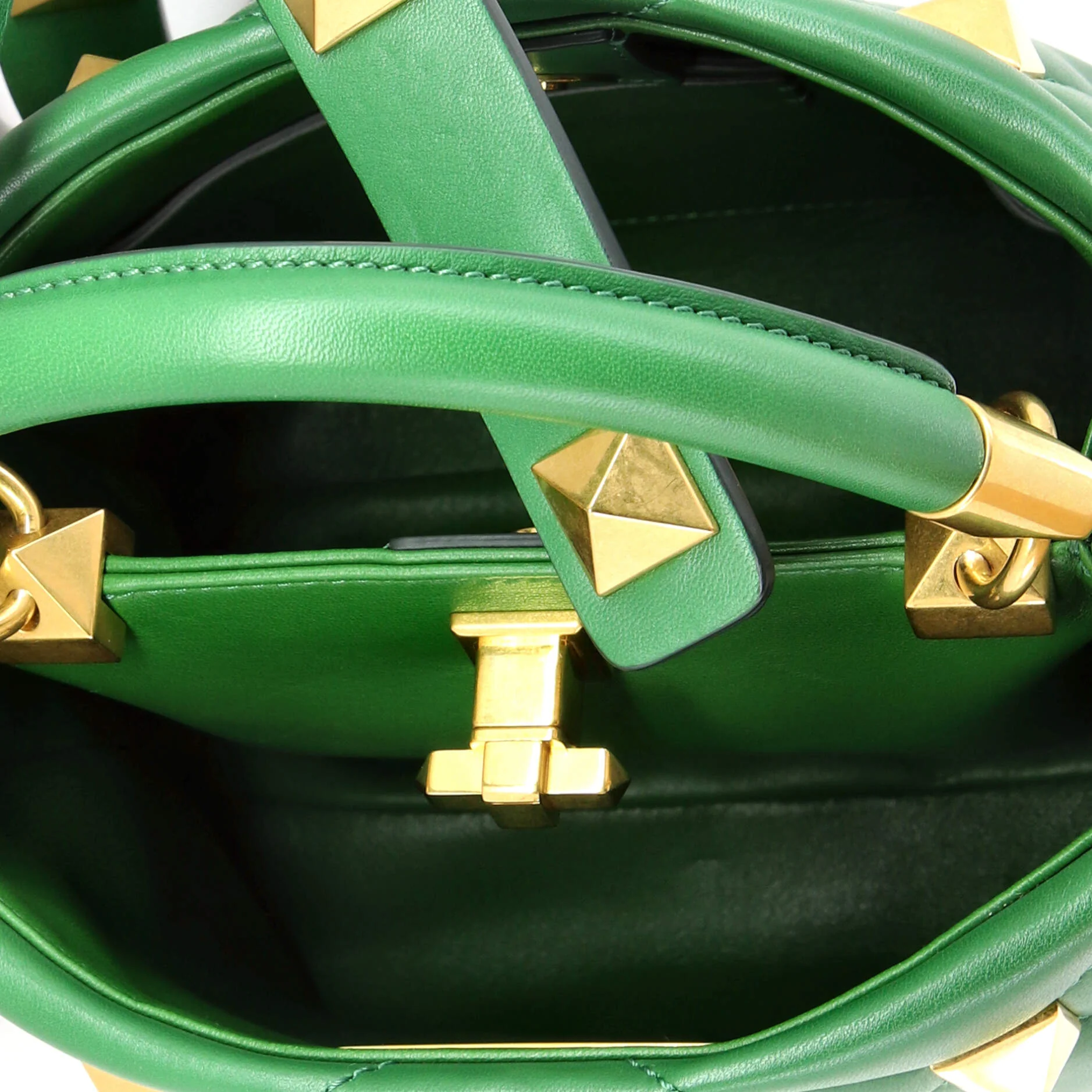 Roman Stud Top Handle Bag Quilted Leather Small - Image 5