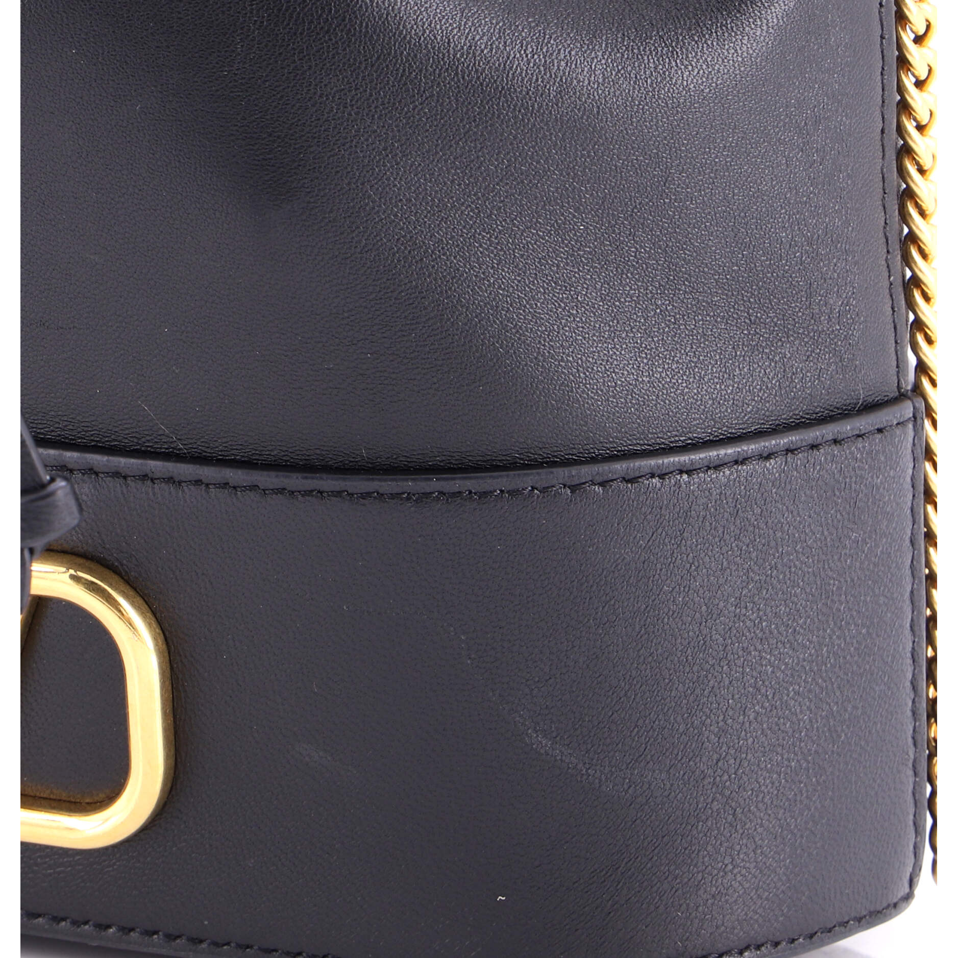 VLogo Drawstring Bucket Pouch Leather - Image 6