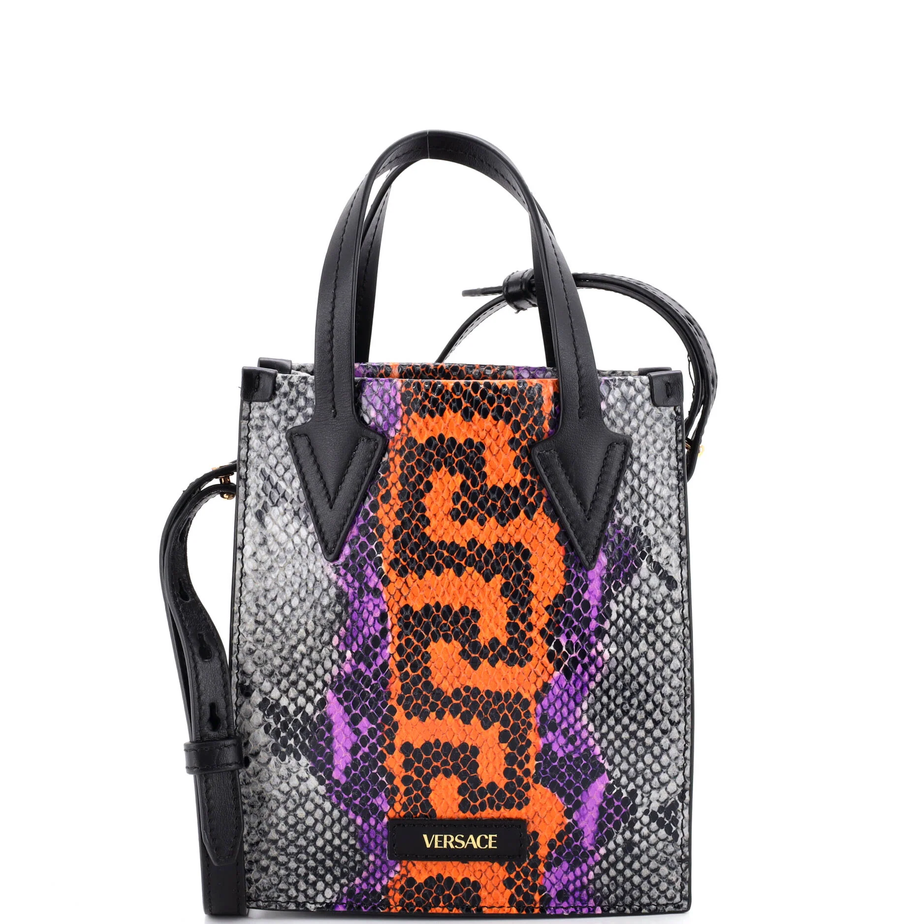 Convertible Tote Python Embossed Leather Mini