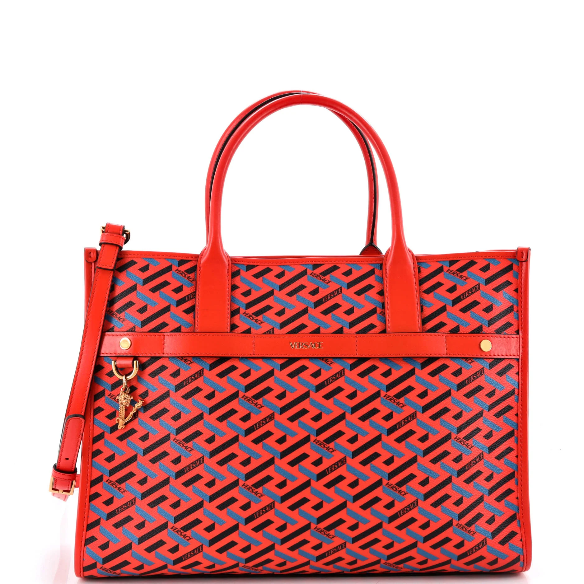 Top Handle Tote La Greca Signature Coated Canvas Medium