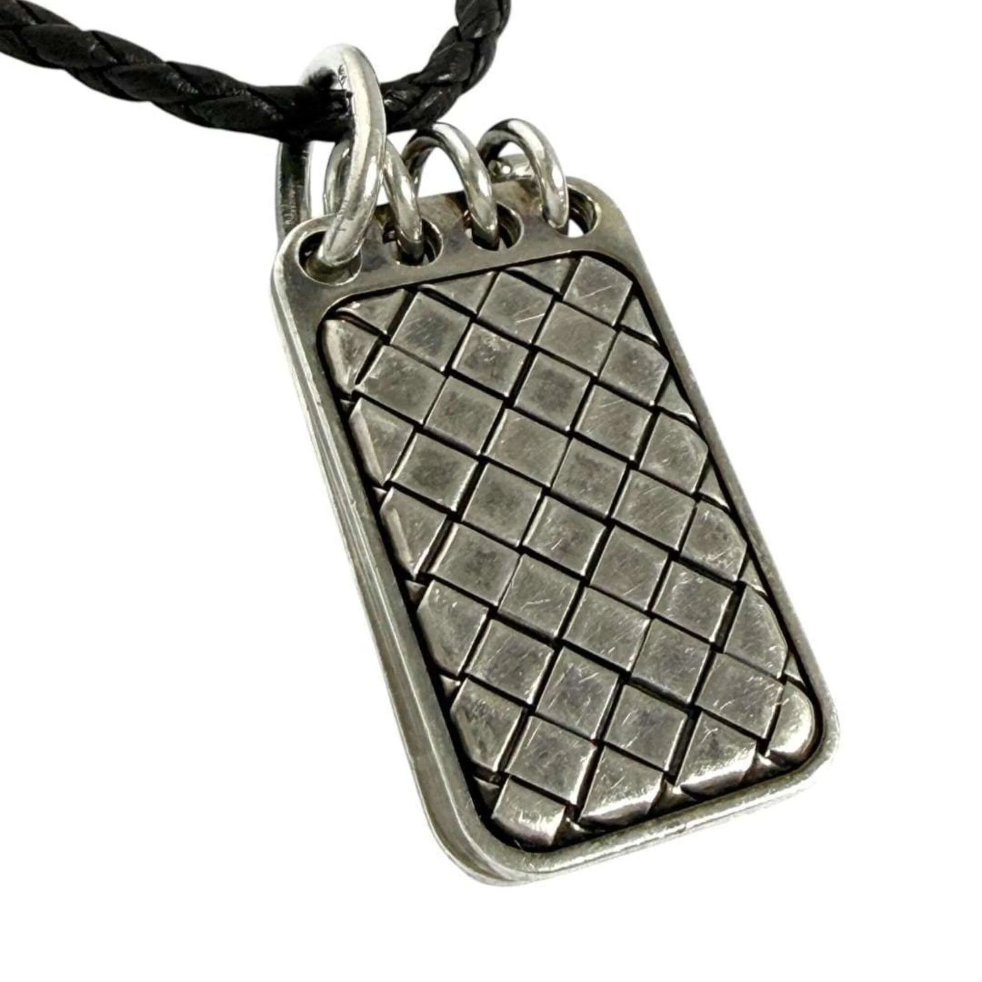 Pendant Necklace Leather and Sterling Silver Brown