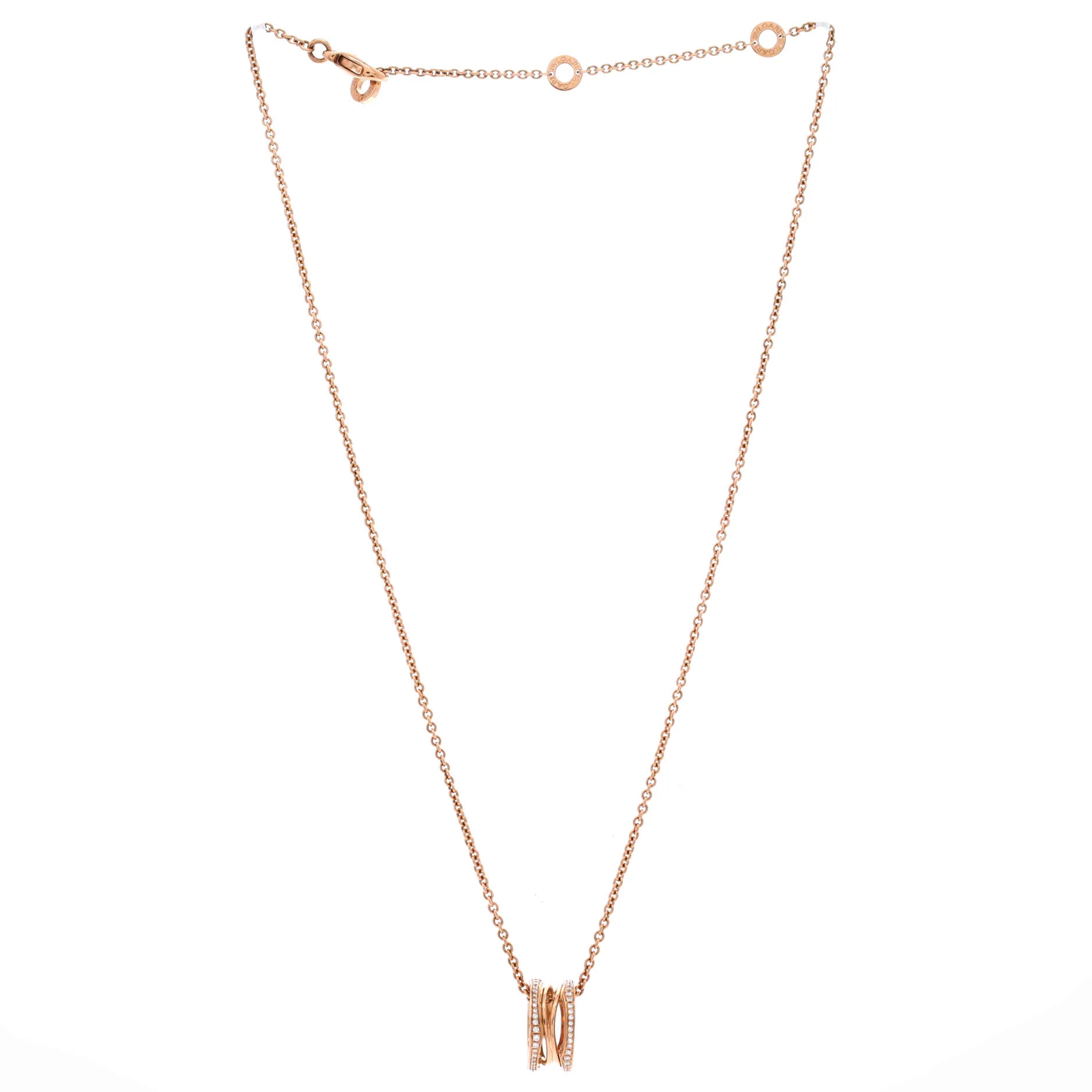 B.Zero1 Open Design Legend Zaha Hadid Pendant Necklace 18K Rose Gold with Diamonds - Image 3