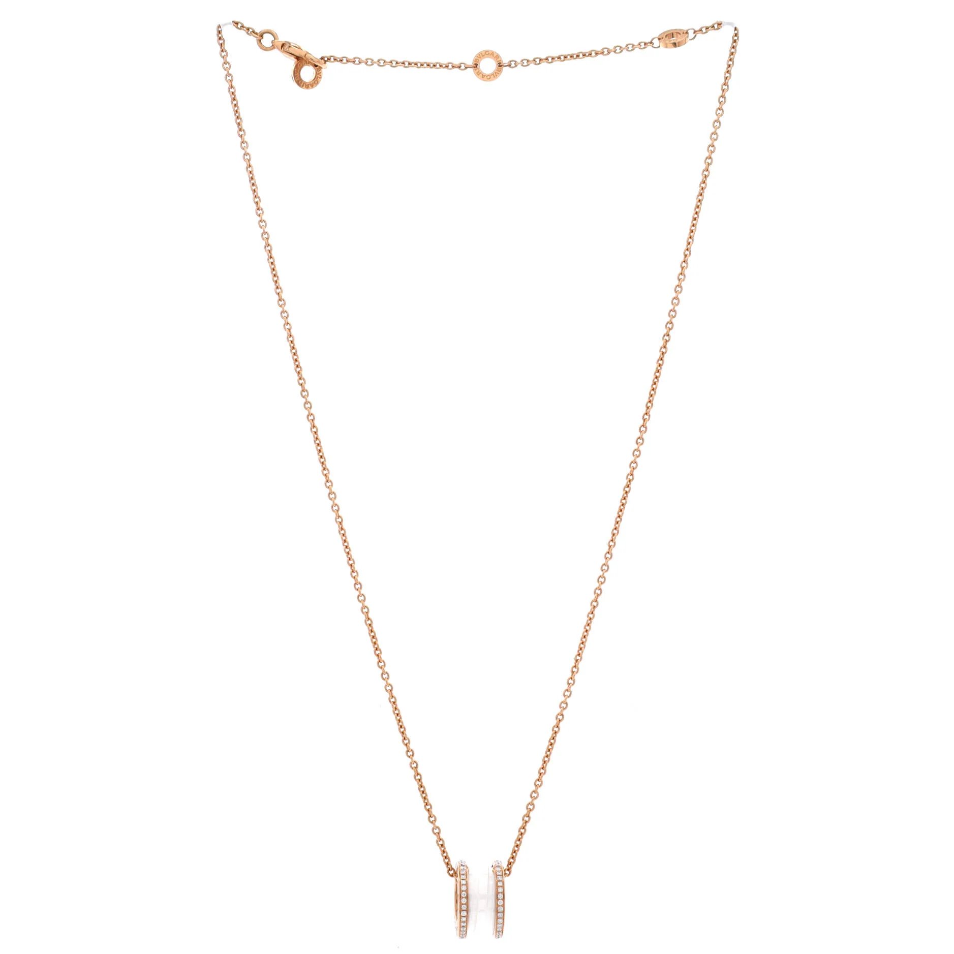 B.Zero1 Pendant Necklace 18K Rose Gold and Ceramic with Diamonds - Image 2