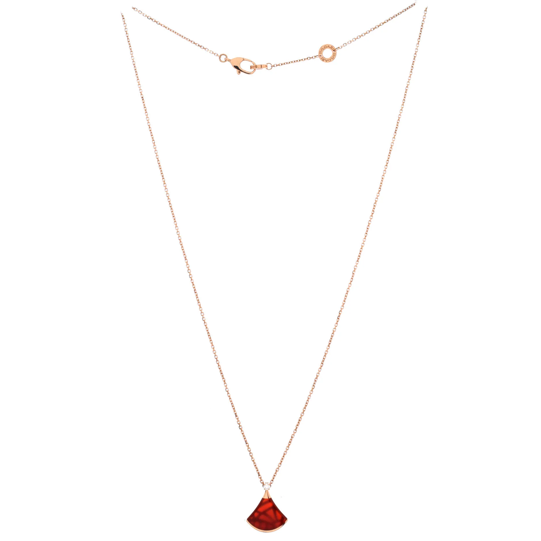 Divas' Dream Pendant Necklace 18K Rose Gold with Carnelian and Diamond Small - Image 2