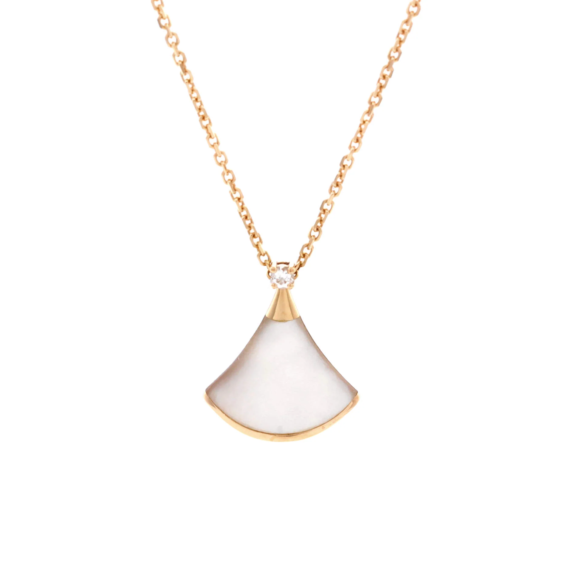 Divas' Dream Pendant Necklace 18K Rose Gold with Mother of Pearl and Diamond Small