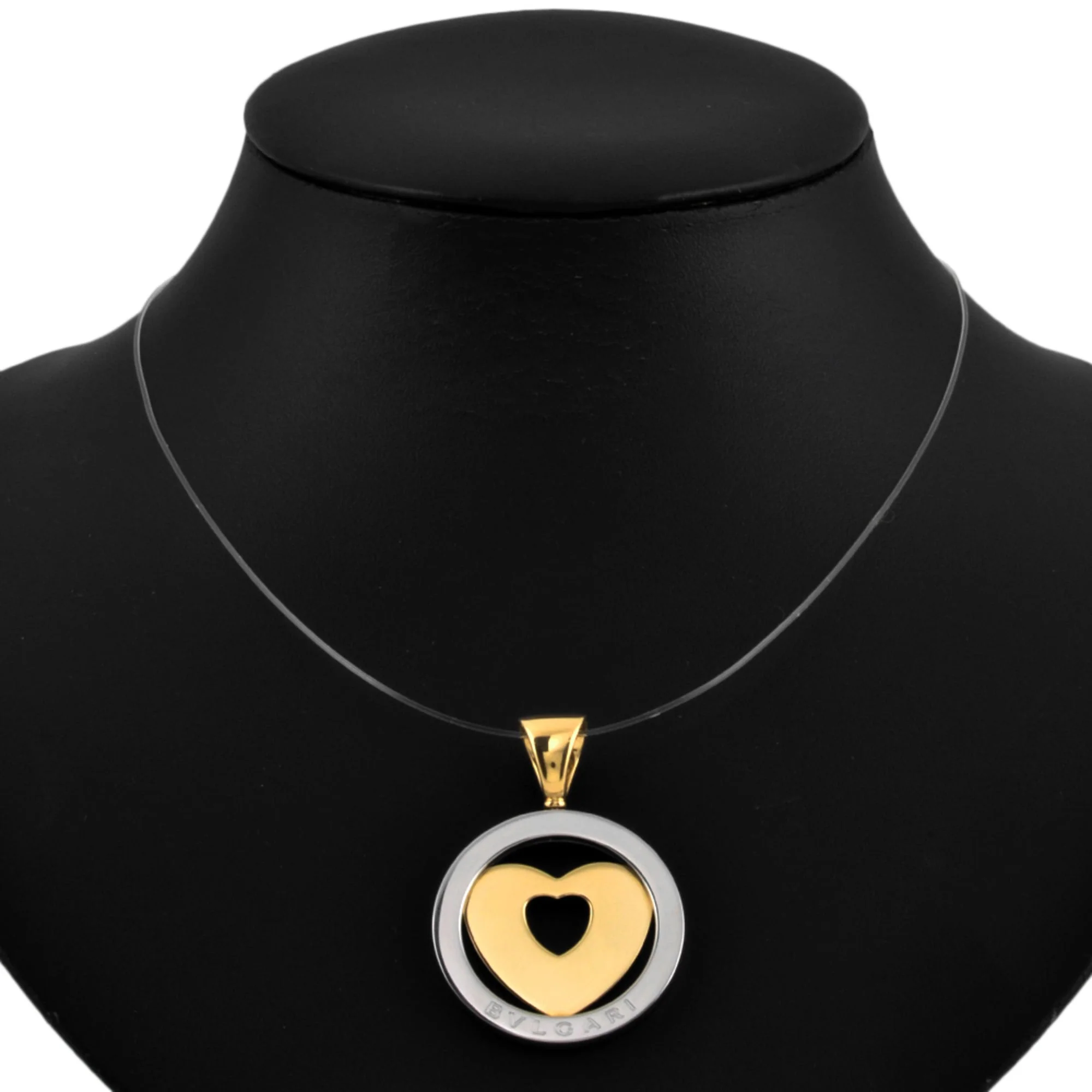 Heart Pendant Necklace Stainless Steel and Yellow Gold - Image 2