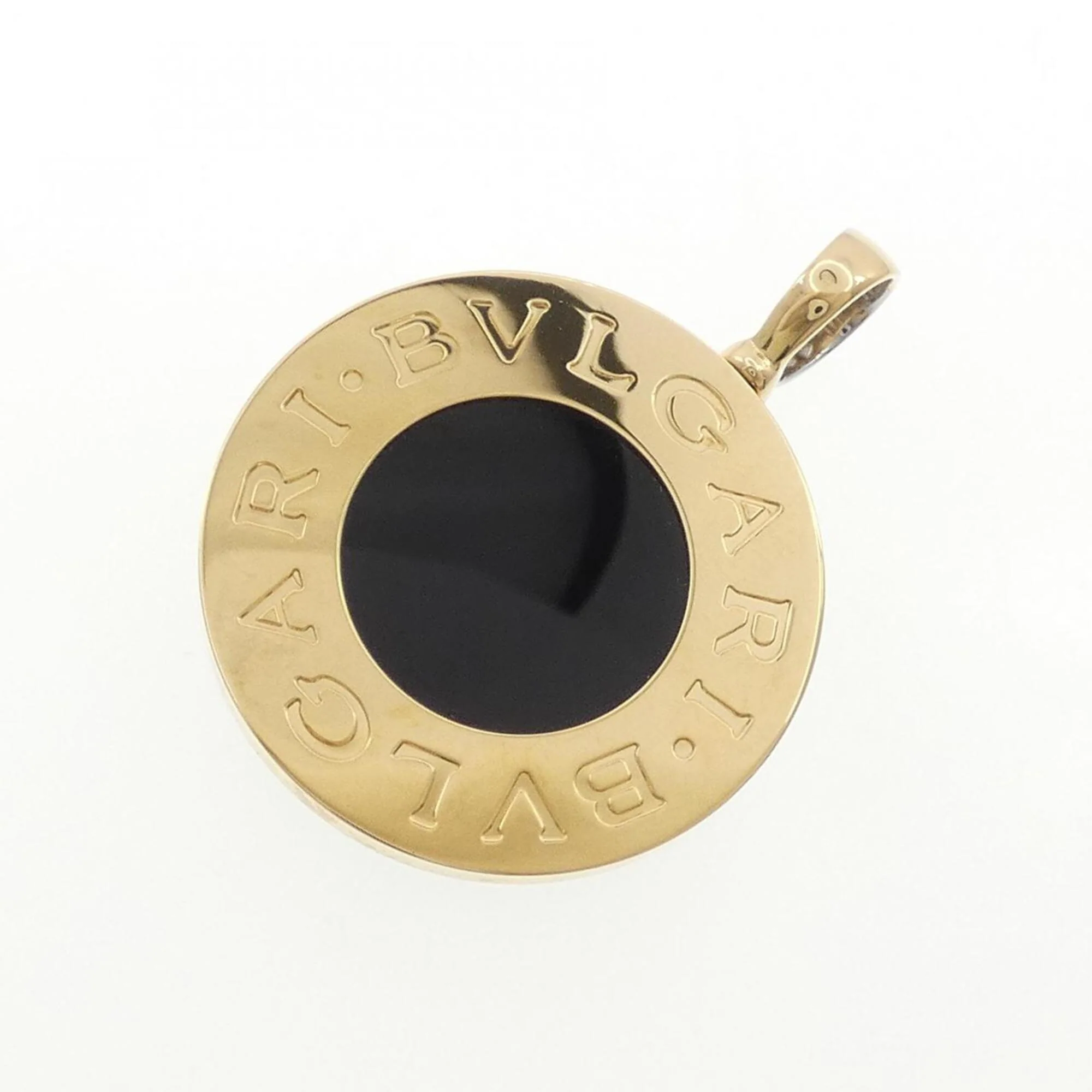 Pendant Necklace Stainless Steel and 18K Yellow Gold with Onyx