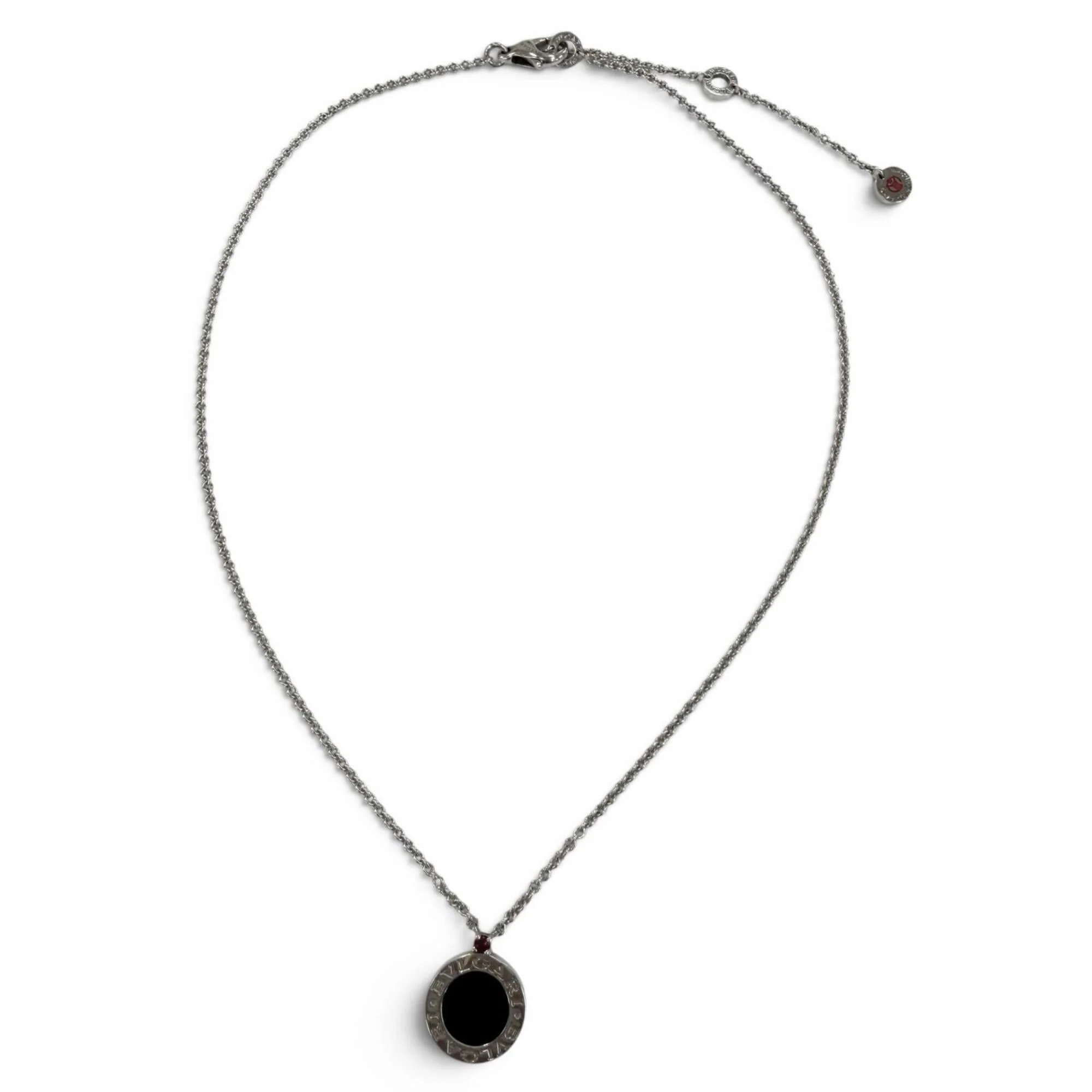 Pendant Necklace Sterling Silver with Onyx and Ruby - Image 3