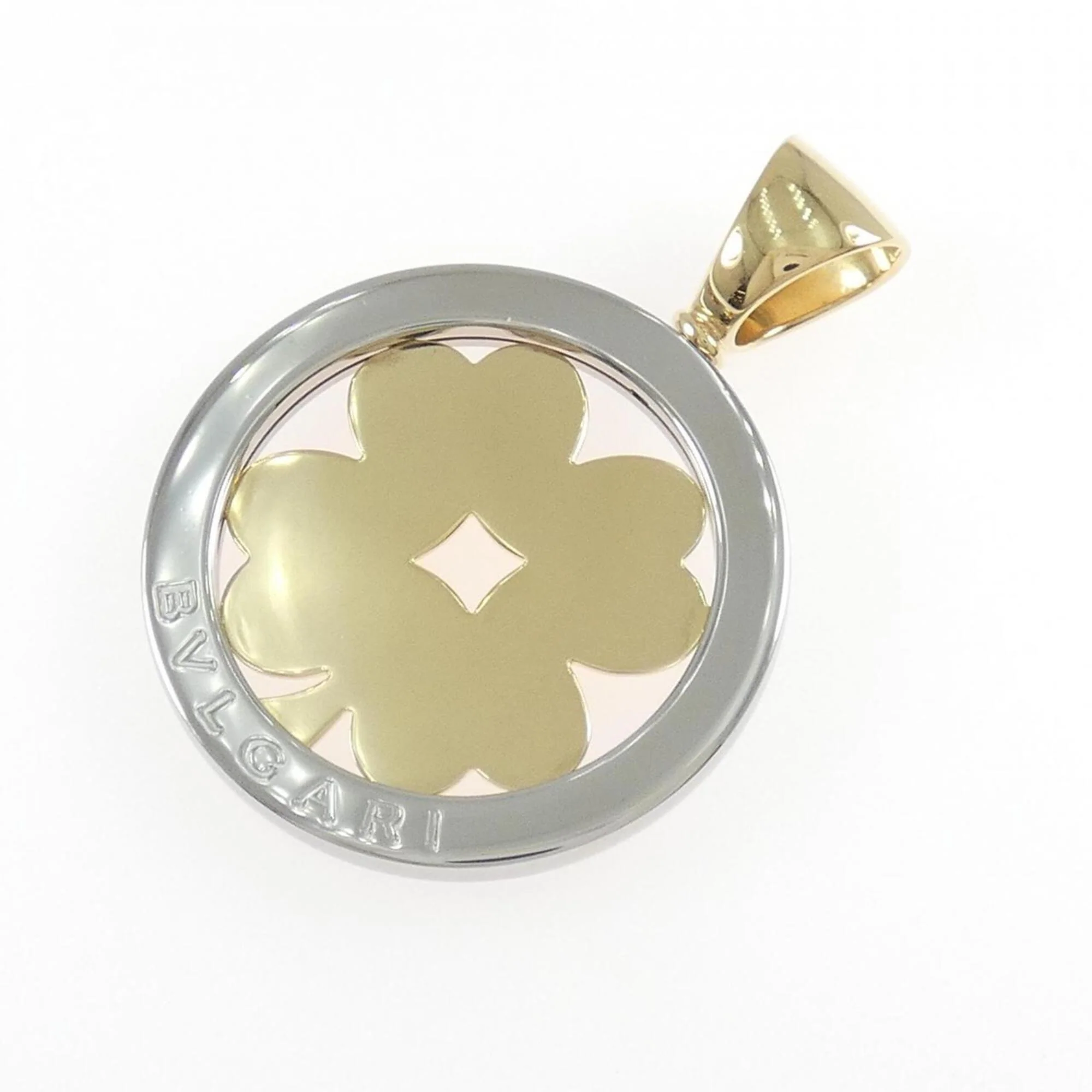 Tondo Clover Pendant Necklace Stainless Steel and 18K Yellow Gold