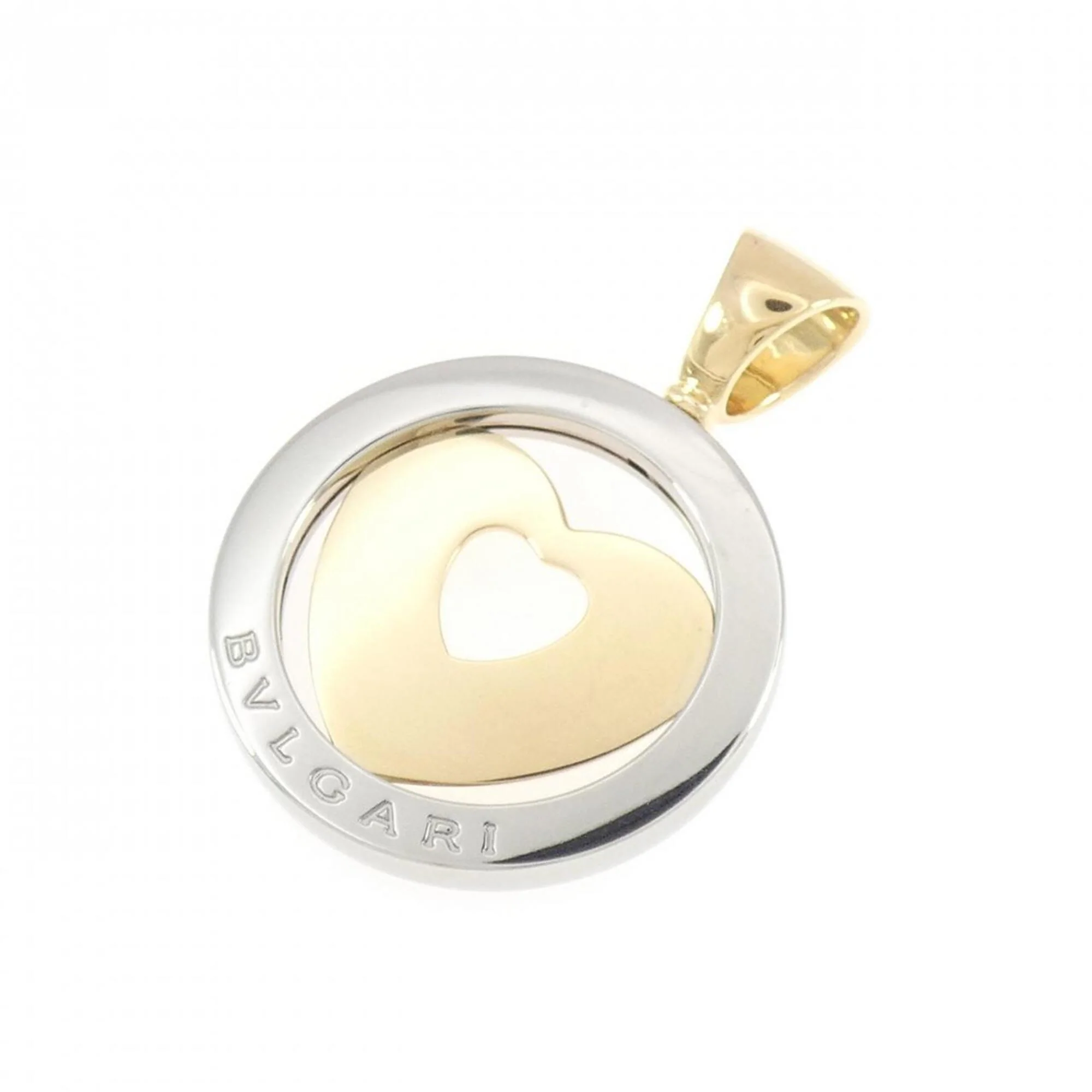 Tondo Heart Pendant Necklace Stainless Steel and 18K Yellow Gold