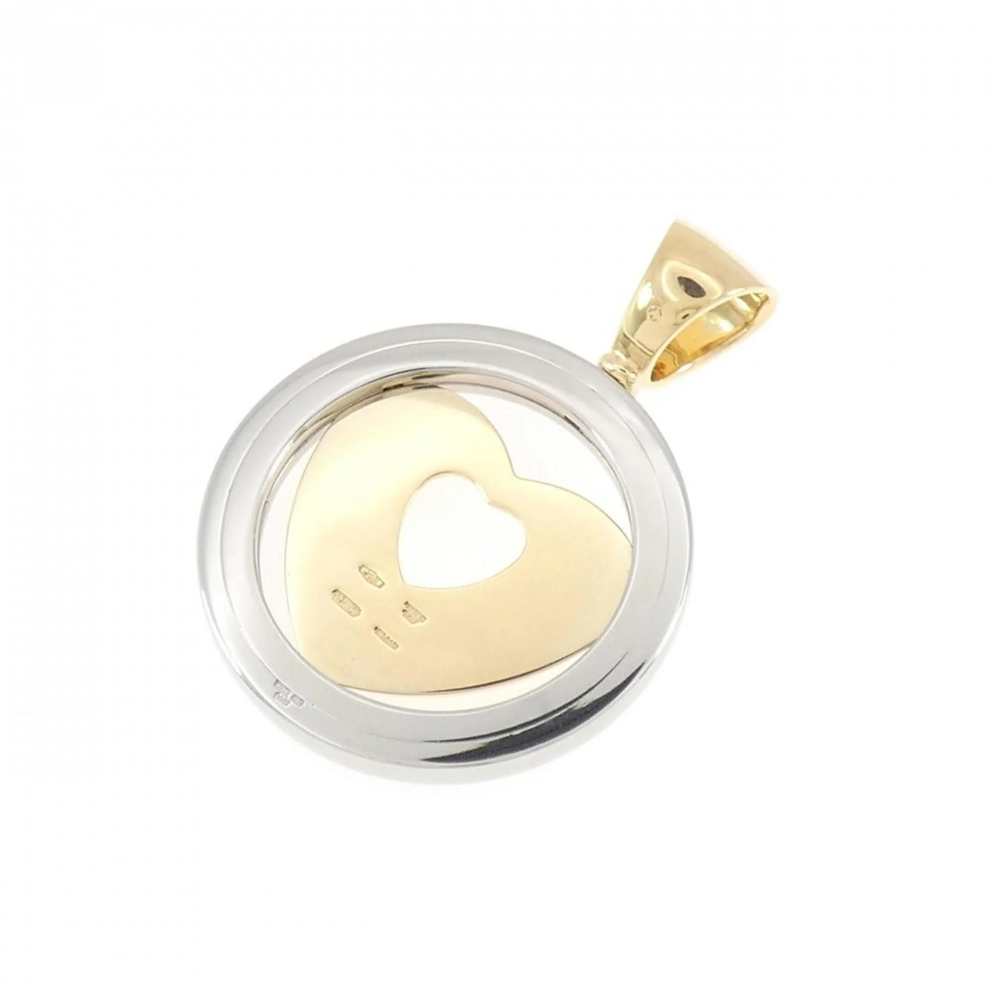 Tondo Heart Pendant Necklace Stainless Steel and 18K Yellow Gold - Image 2
