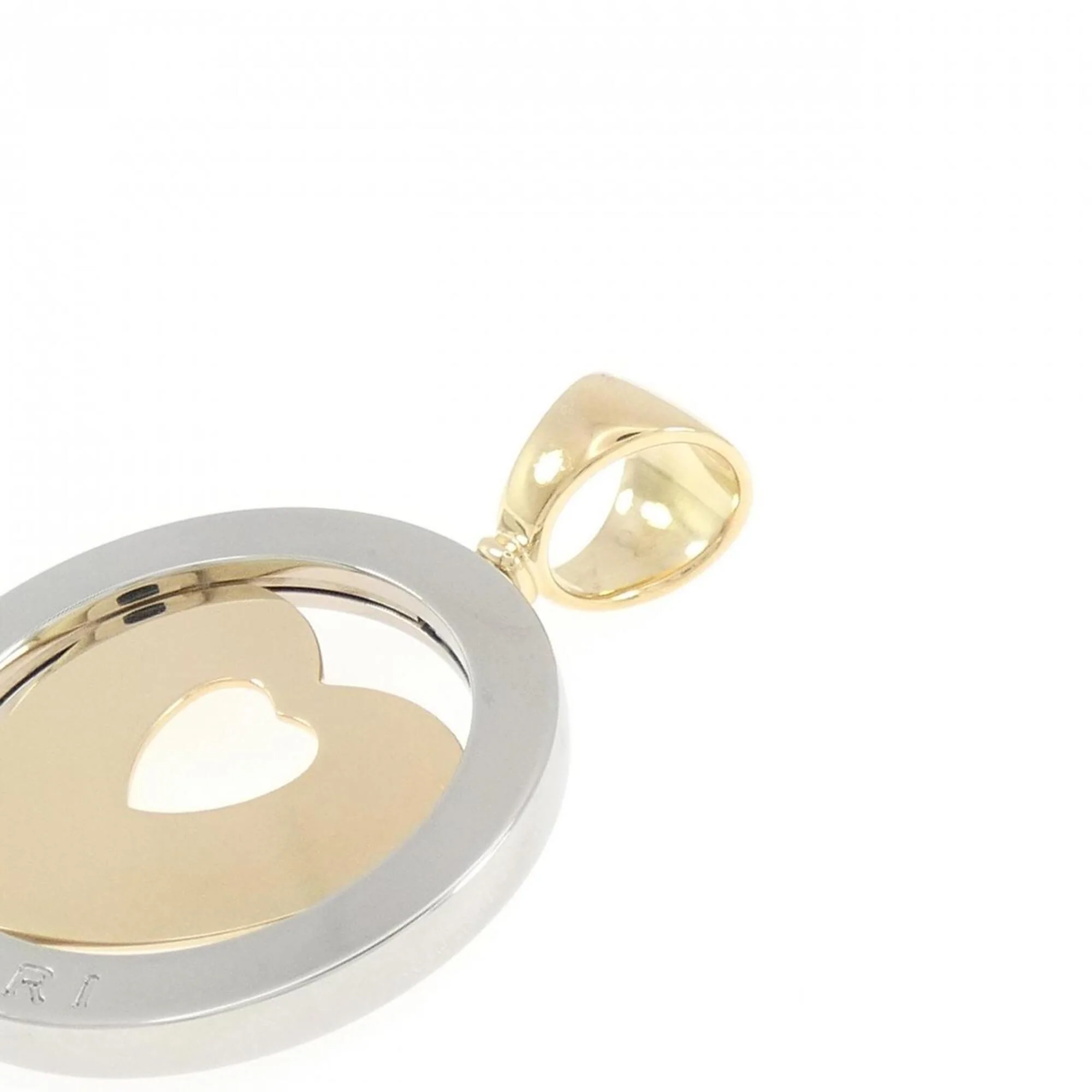 Tondo Heart Pendant Necklace Stainless Steel and 18K Yellow Gold - Image 3