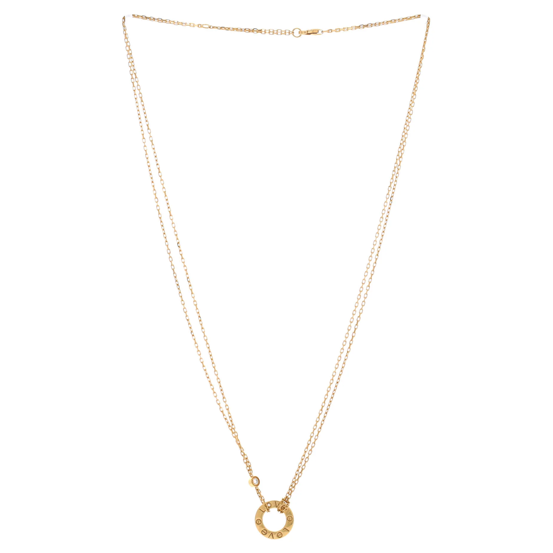 2 Diamonds Love Pendant Necklace 18K Yellow Gold and Diamonds - Image 2