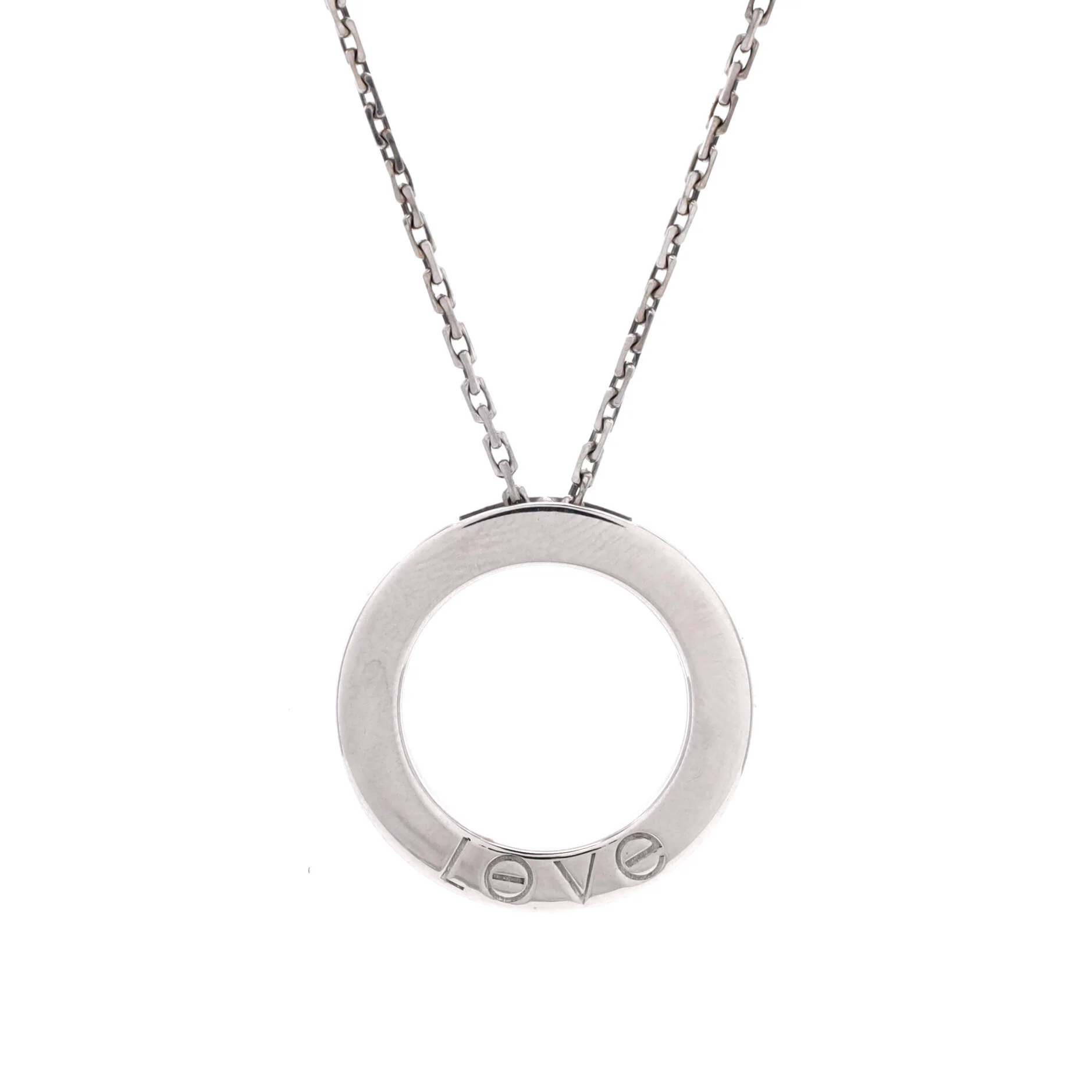 6 Diamonds Love Pendant Necklace 18K White Gold and Diamonds