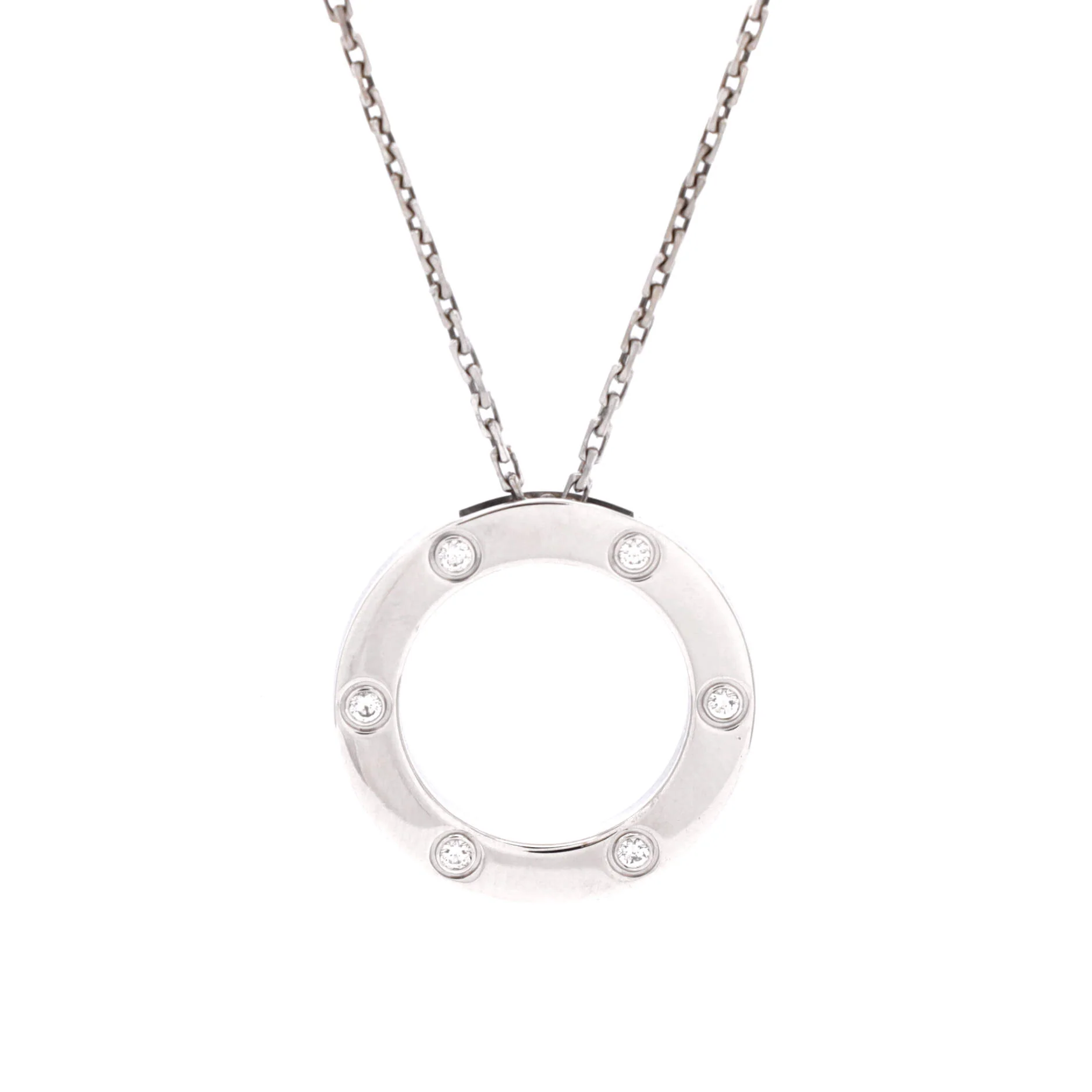 6 Diamonds Love Pendant Necklace 18K White Gold and Diamonds - Image 5