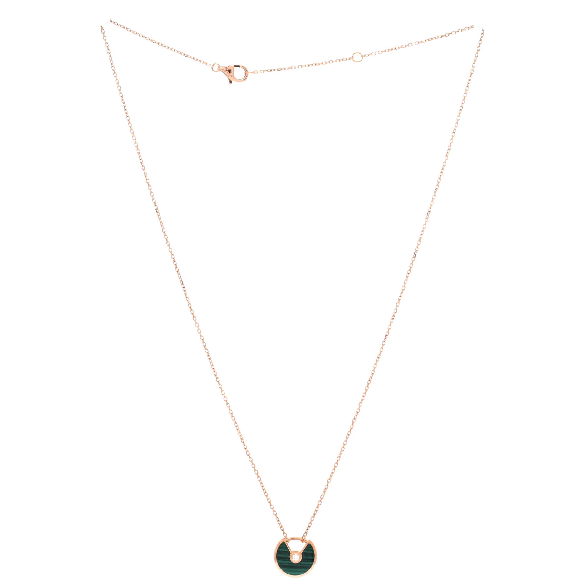 Amulette de Cartier Pendant Necklace 18K Rose Gold with Malachite and Diamond XS - Image 3