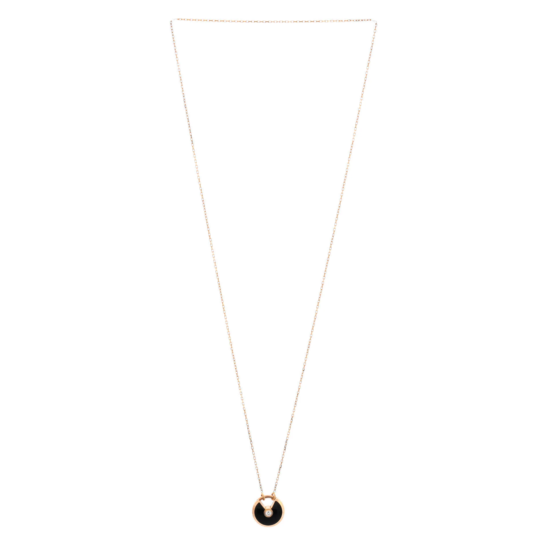 Amulette de Cartier Pendant Necklace 18K Rose Gold with Onyx and Diamond Small - Image 2
