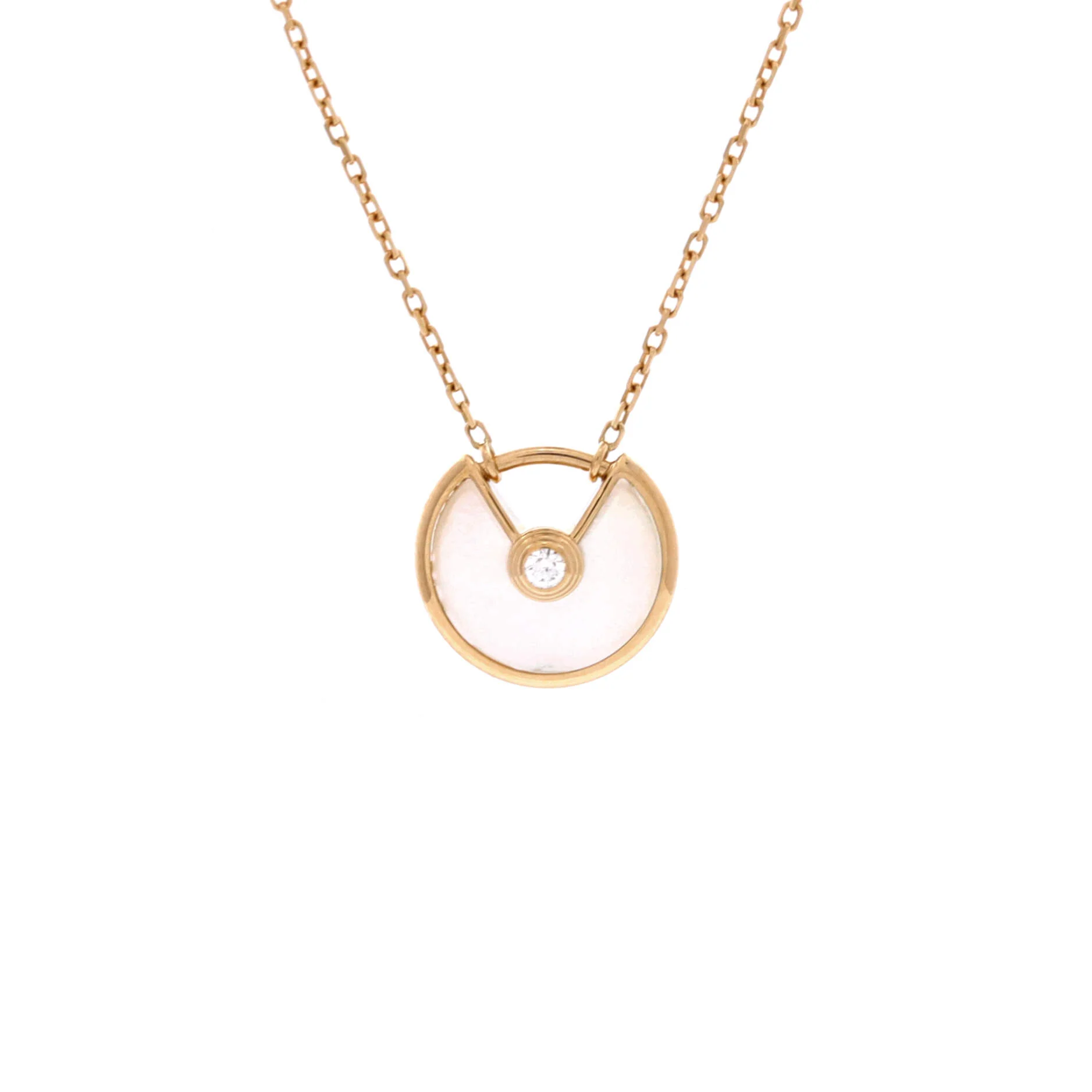 Amulette de Cartier Pendant Necklace 18K Yellow Gold with Mother of Pearl and Diamond XS
