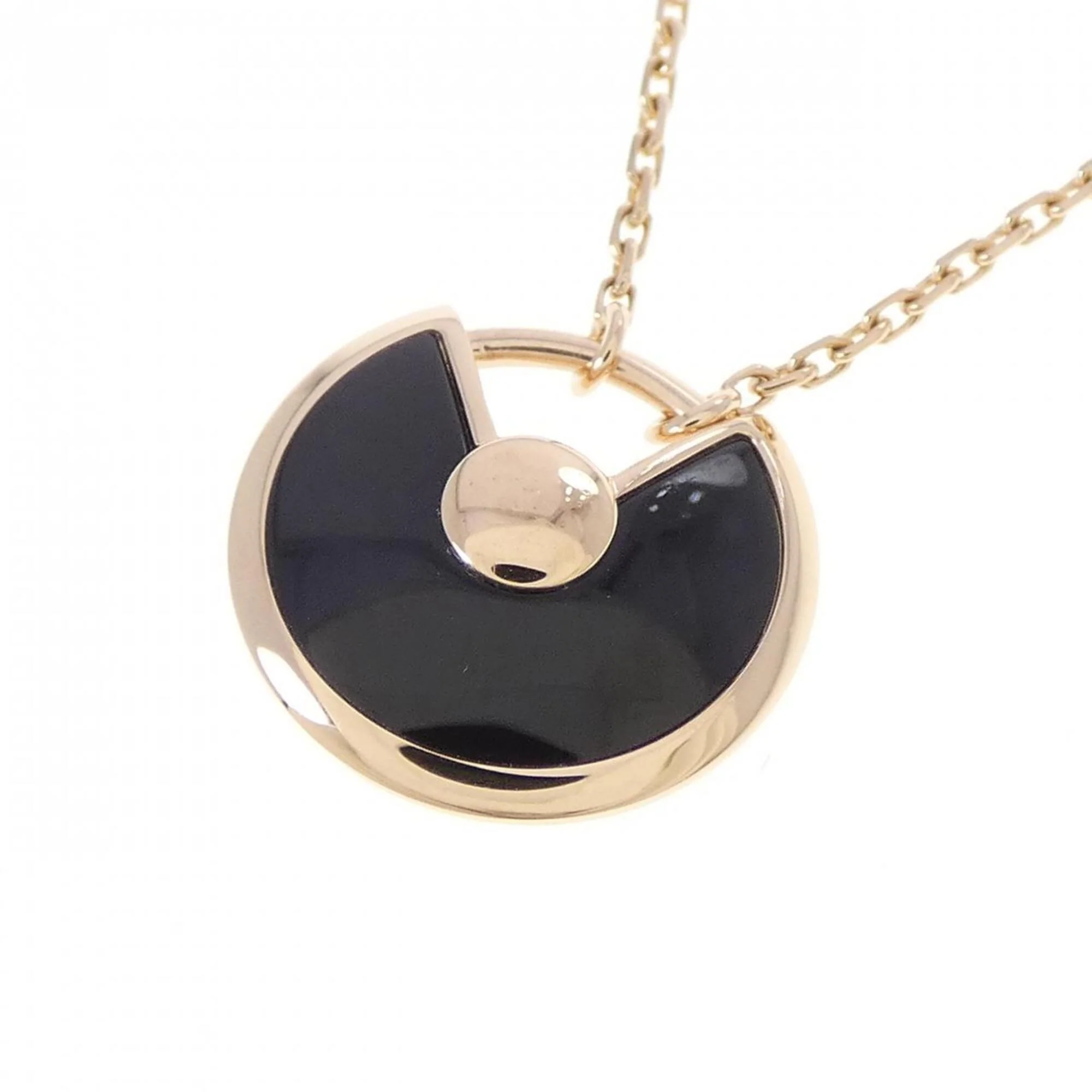 Amulette Pendant Necklace 18K Rose Gold with Diamond and Onyx - Image 4