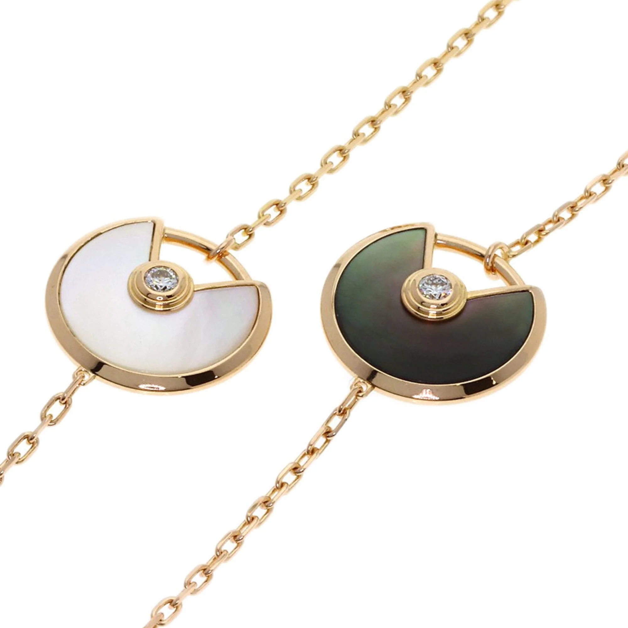 Amulette Pendant Necklace 18K Rose Gold with Diamond Malachite and Shell - Image 3