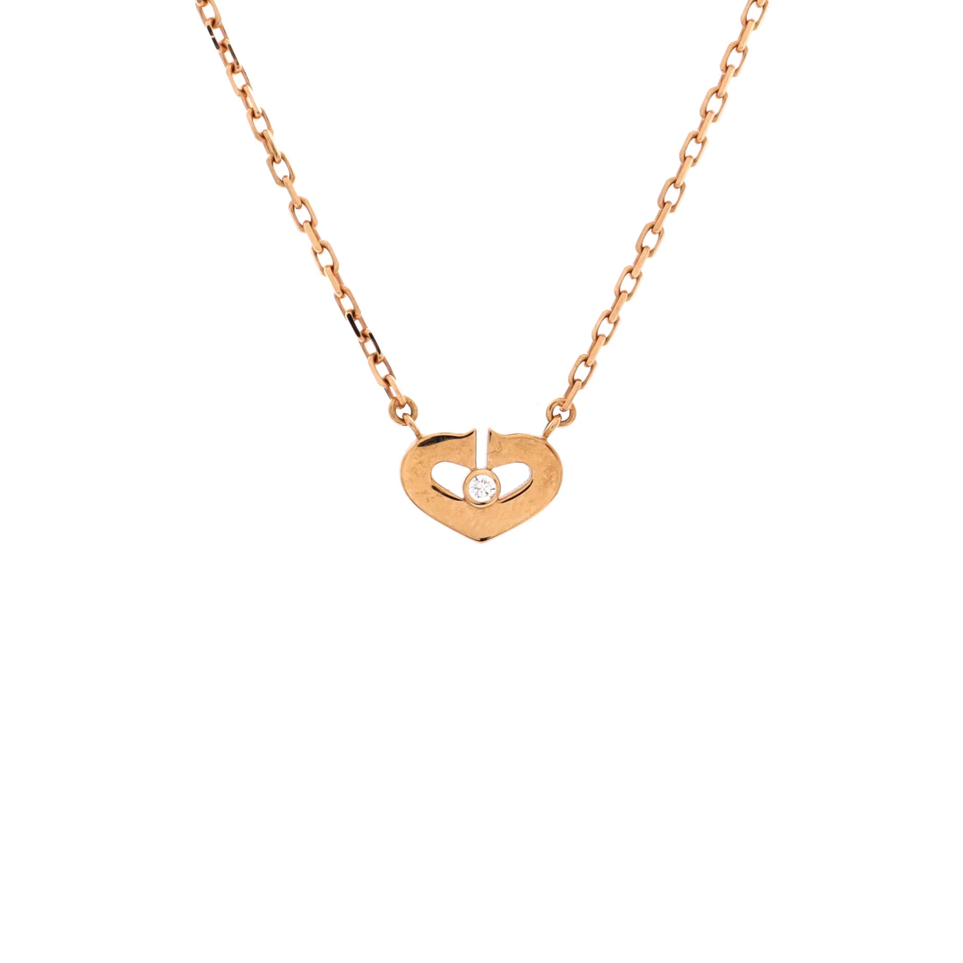 C Heart de Cartier Pendant Necklace 18K Rose Gold with Diamond XS