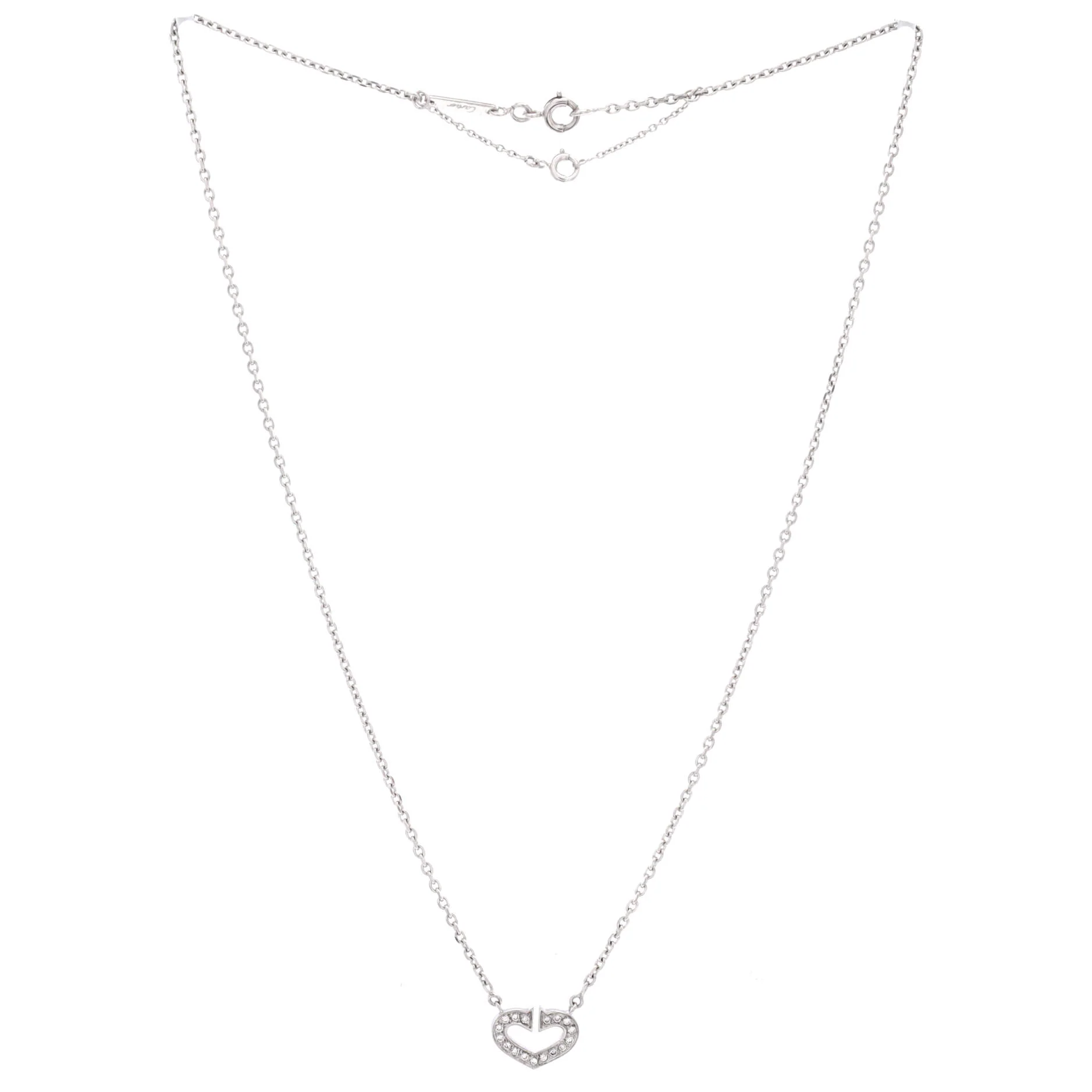 C Heart de Cartier Pendant Necklace 18K White Gold with Pave Diamonds - Image 2