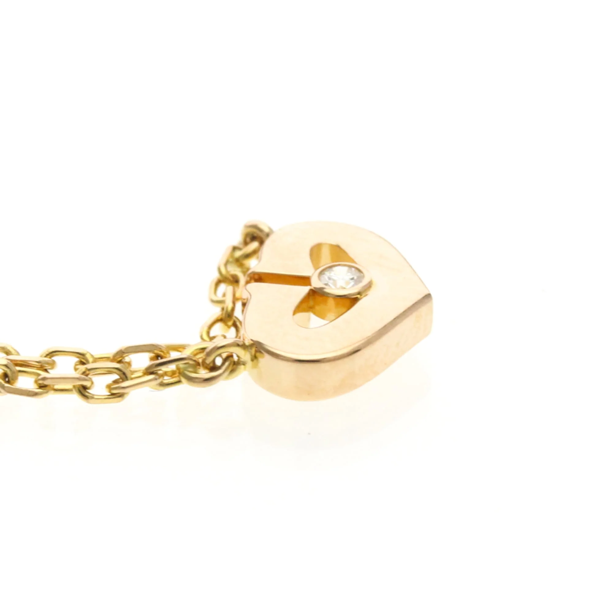 C Heart Pendant Necklace 18K Rose Gold with Diamonds - Image 5