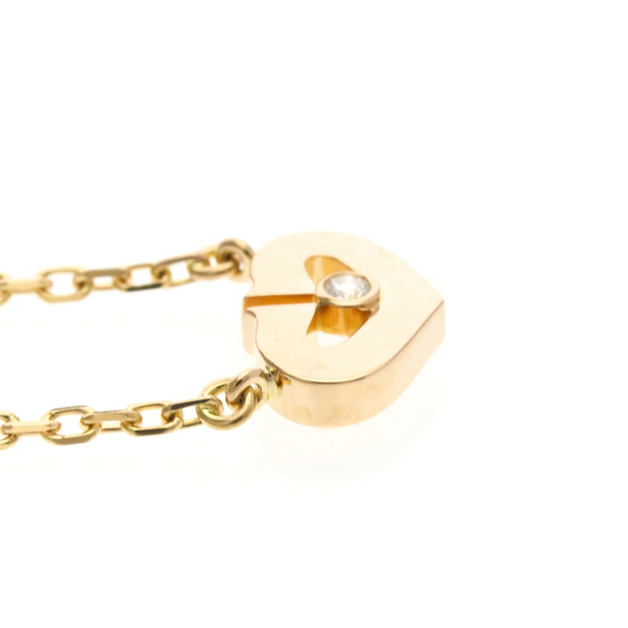 C Heart Pendant Necklace 18K Rose Gold with Diamonds - Image 5