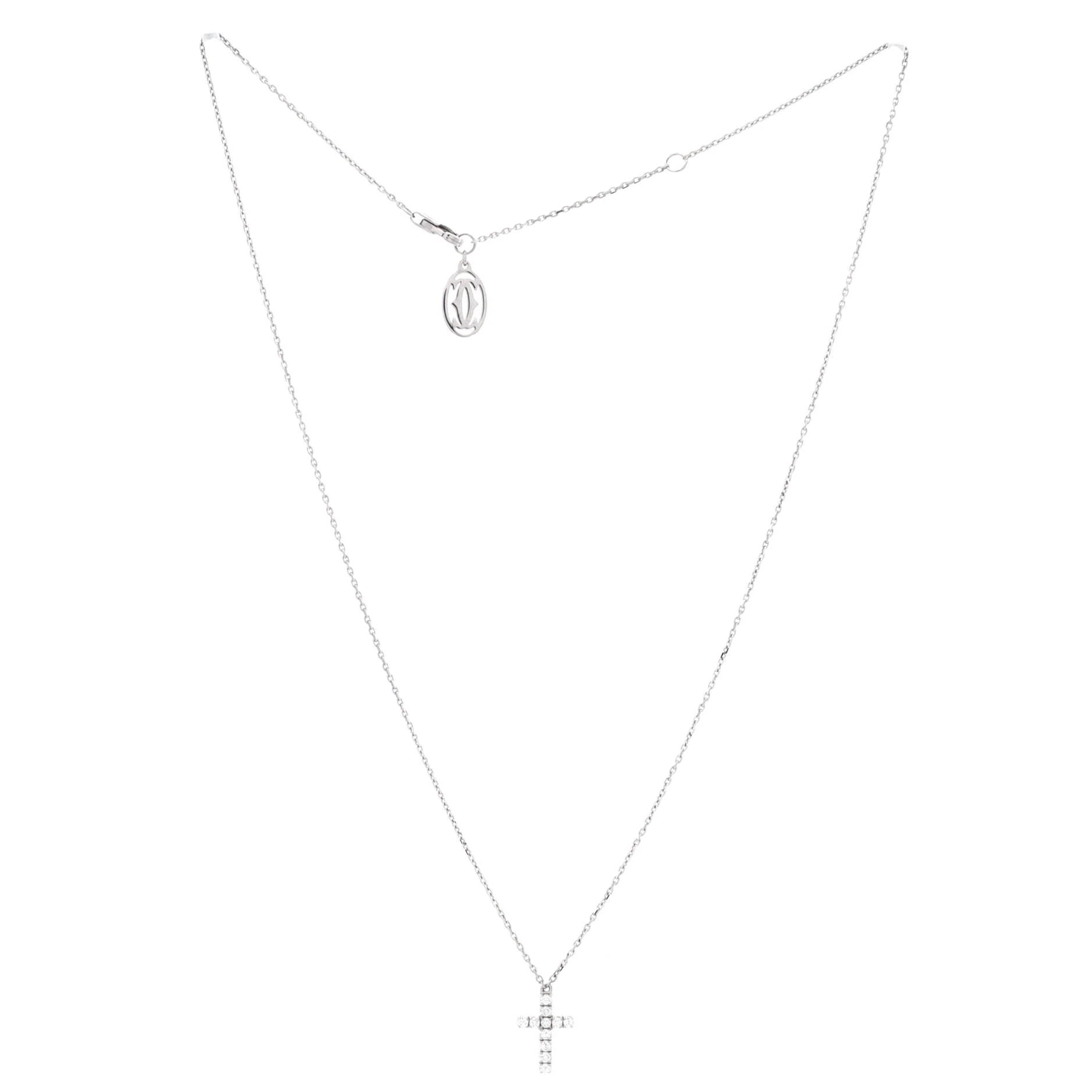 Cross Pendant Necklace 18K White Gold with Diamonds - Image 3