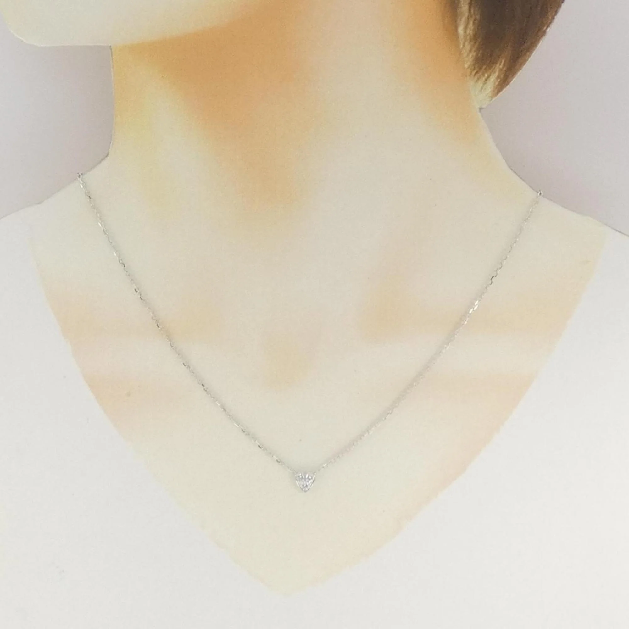 Heart Pendant Necklace 18K White Gold with Diamond - Image 6