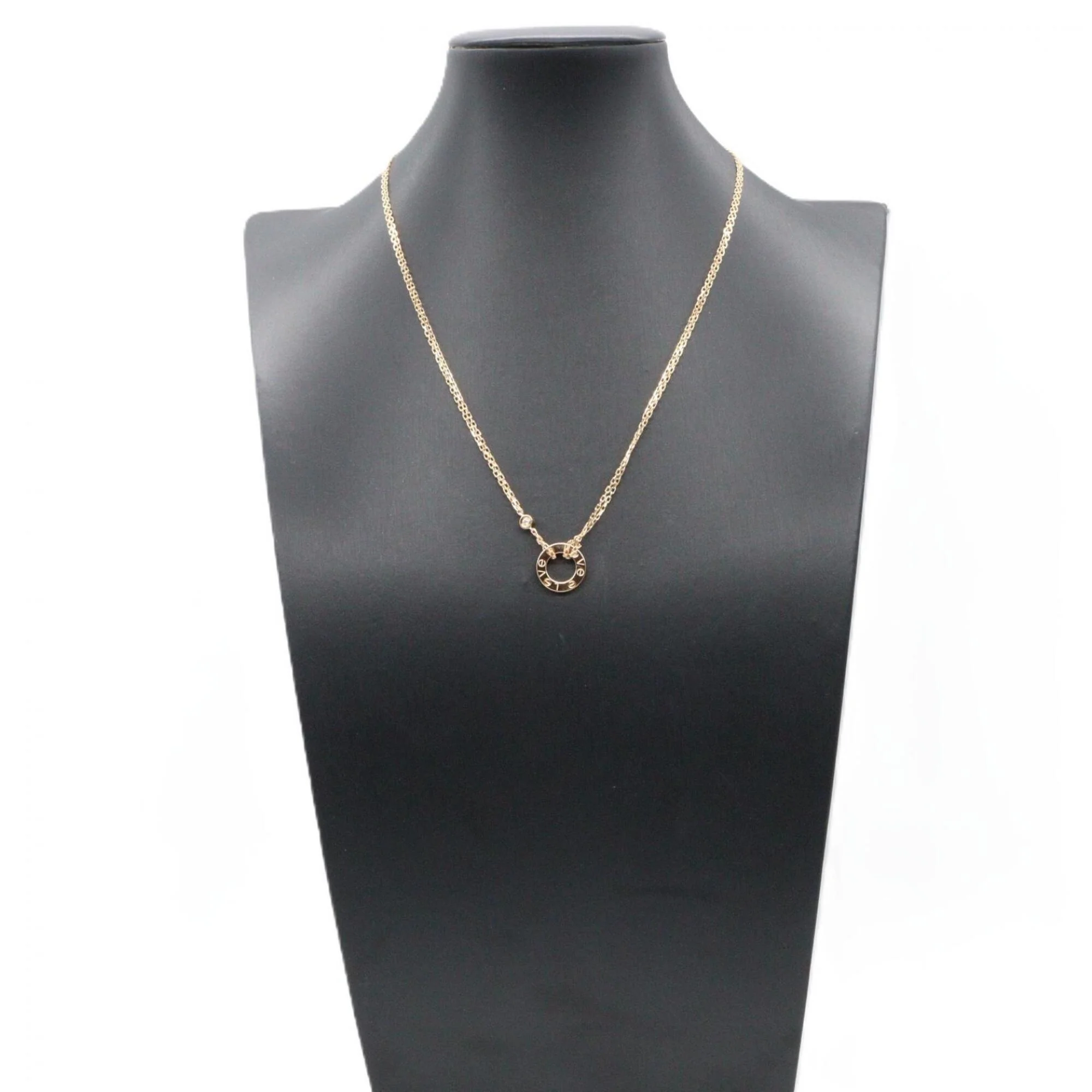 Love Circle Pendant Necklace 18K Rose Gold with Diamond - Image 5