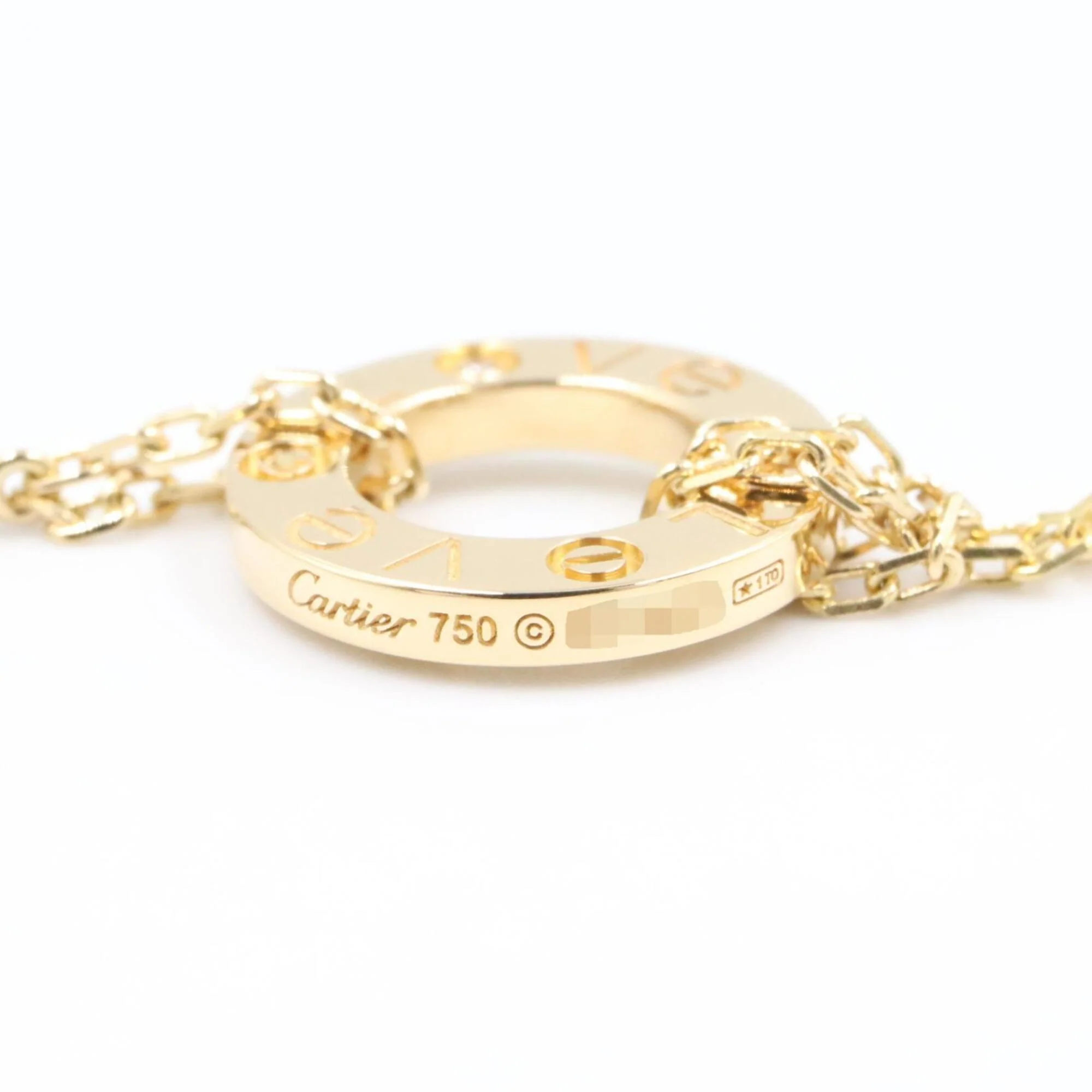 Love Pendant Necklace 18K Yellow Gold and Diamond - Image 3