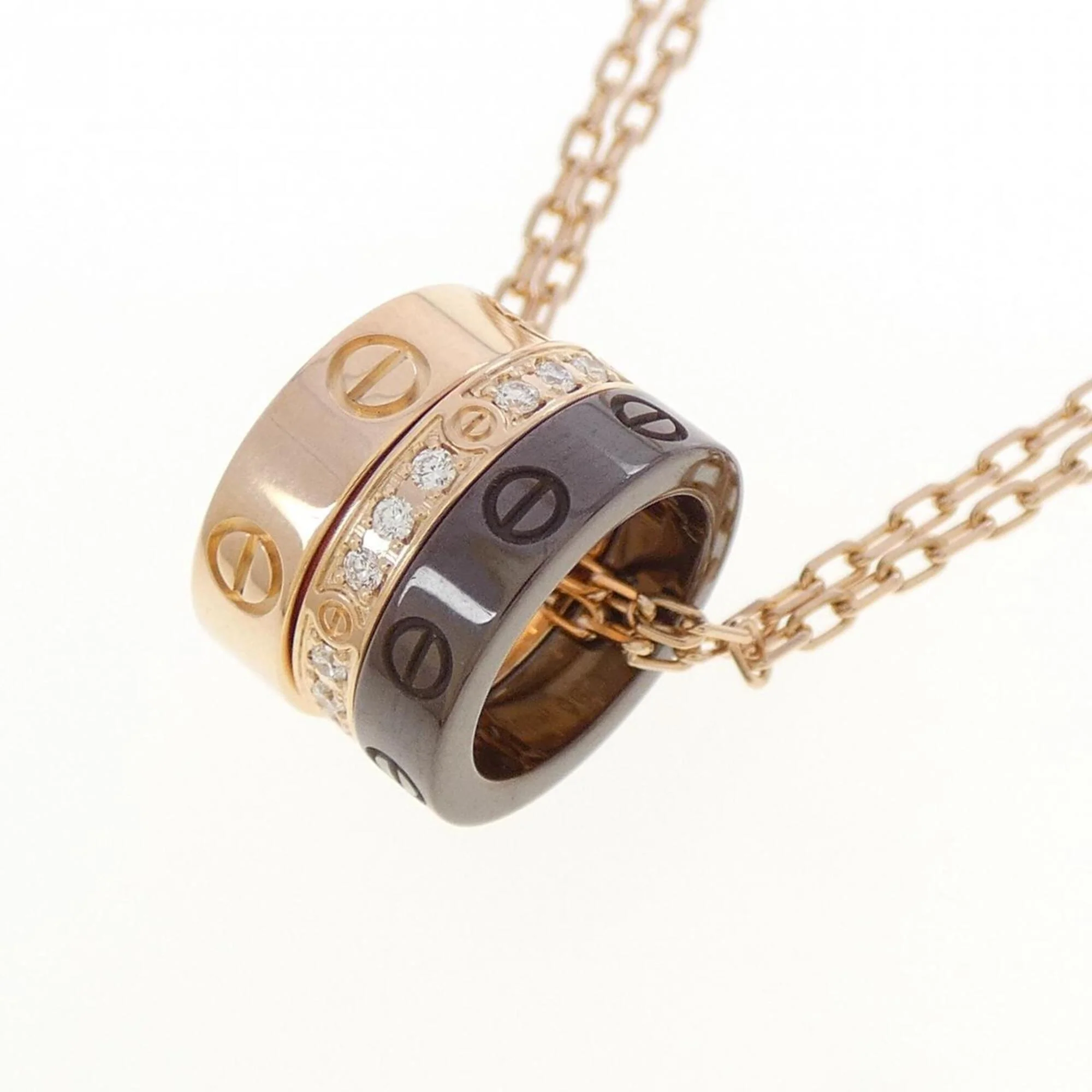 Pendant Necklace Ceramic and 18K Rose Gold with Diamond - Image 3
