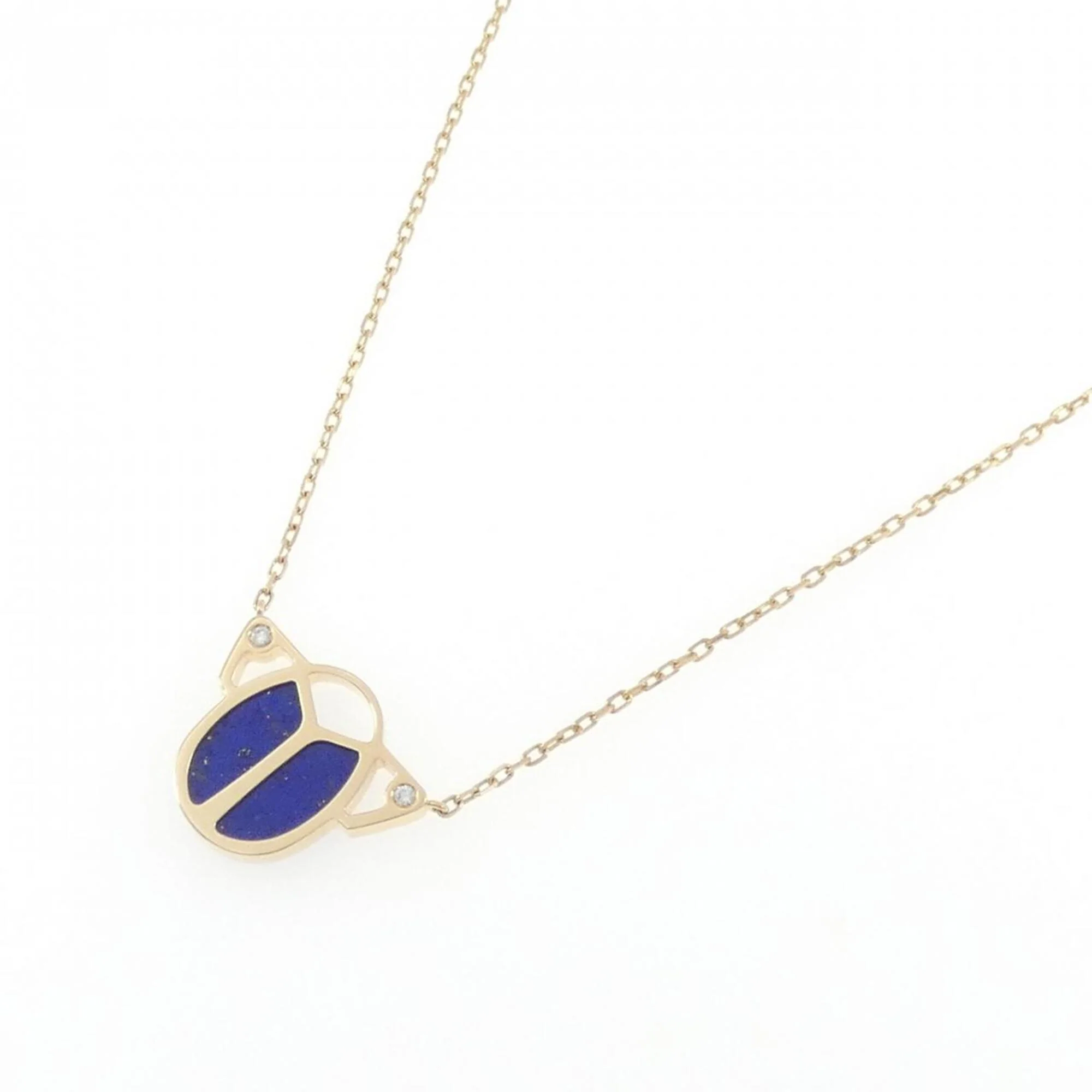 Scarab Pendant Necklace 18K Yellow Gold Diamond and Lapis Lazuli - Image 2